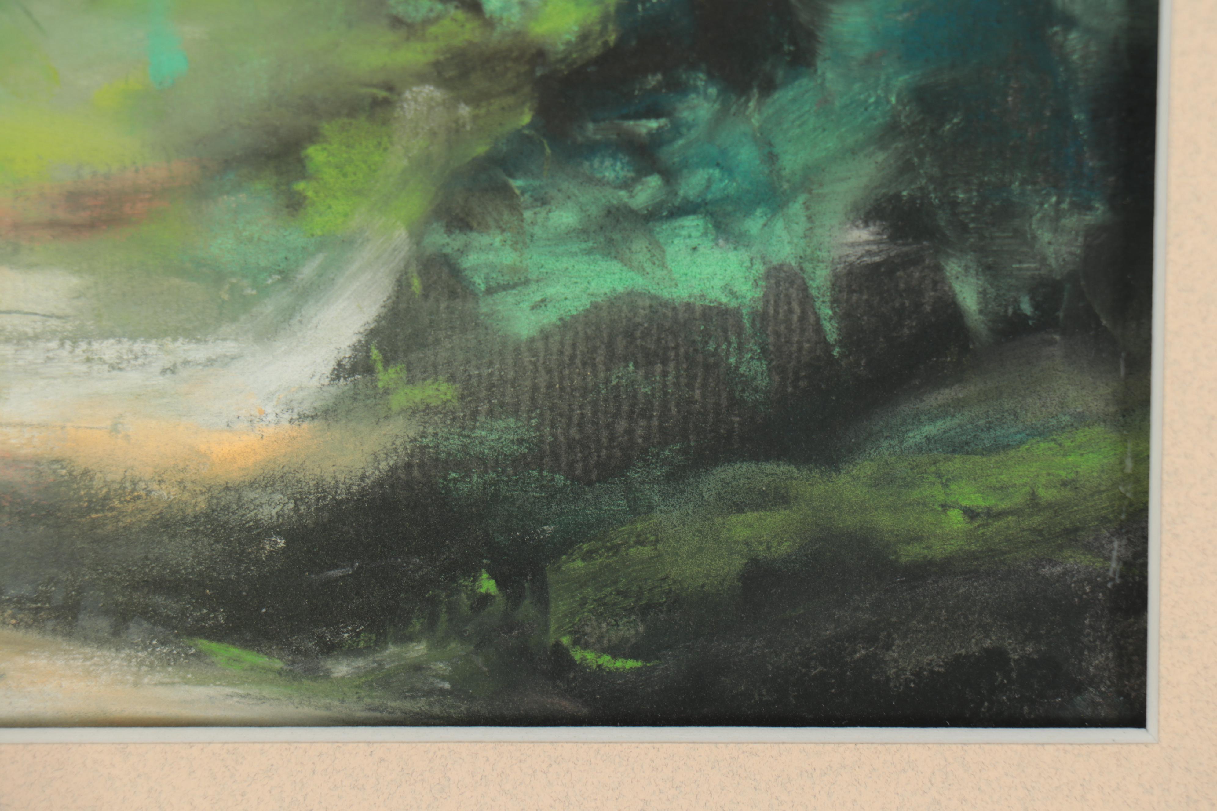 Leigh Rodenbough Pastel Drawing "Into the Woods," Late 20th Century