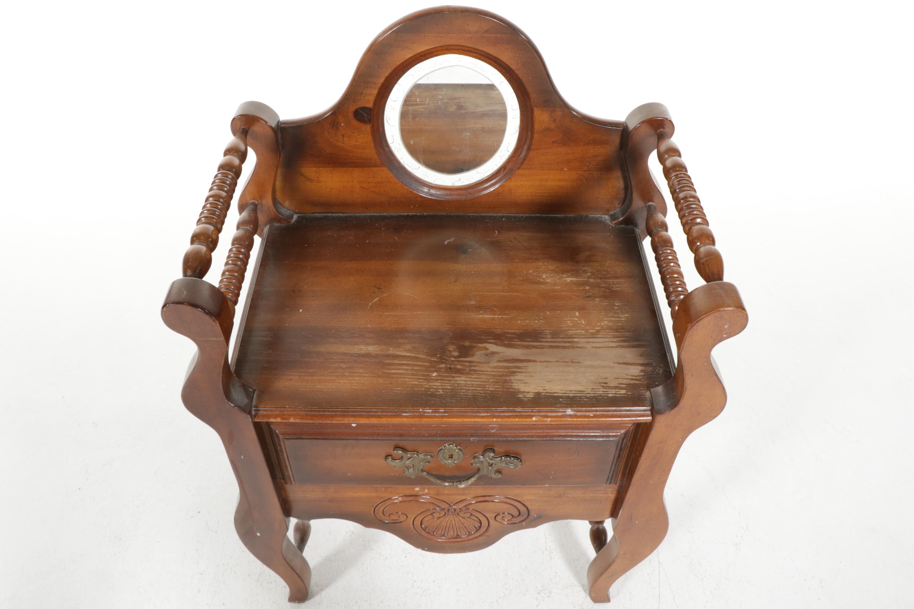 French Provincial Style Wooden Vanity Stand with Drawer and Mirror