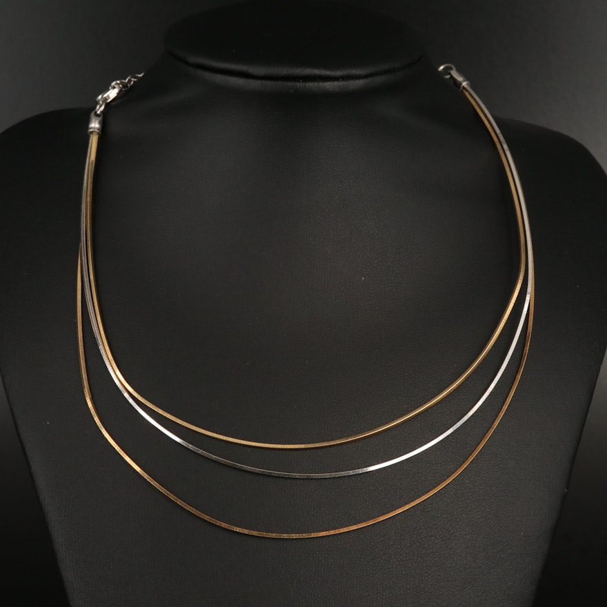 Italian Sterling Triple Chain Necklace