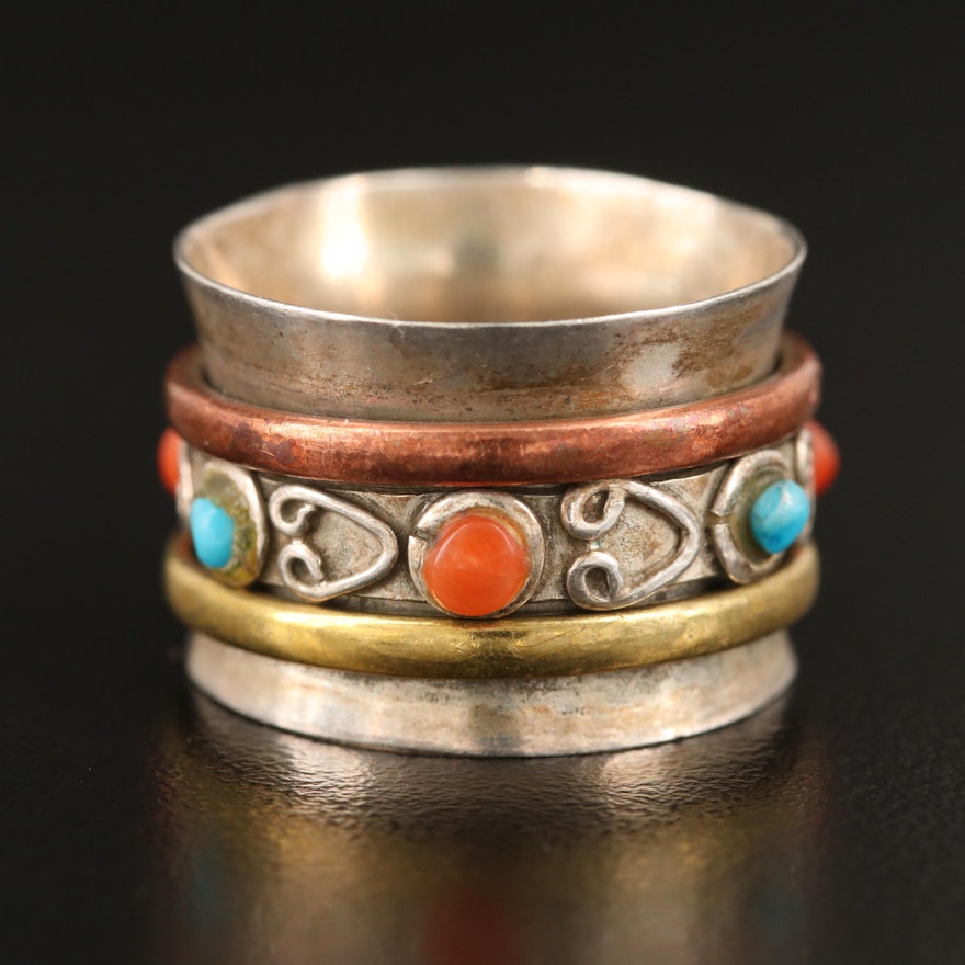 Sterling Coral and Magnesite Band