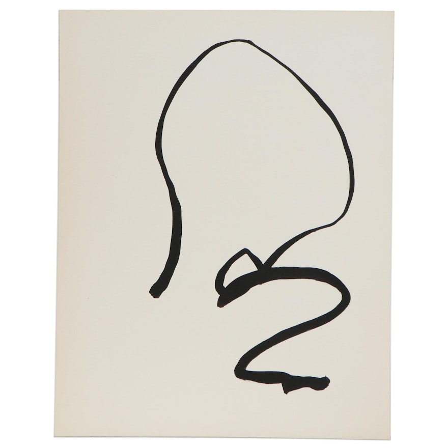 Nicholas Barbieri Minimalist Gestural Ink Drawing, Late 20th Century