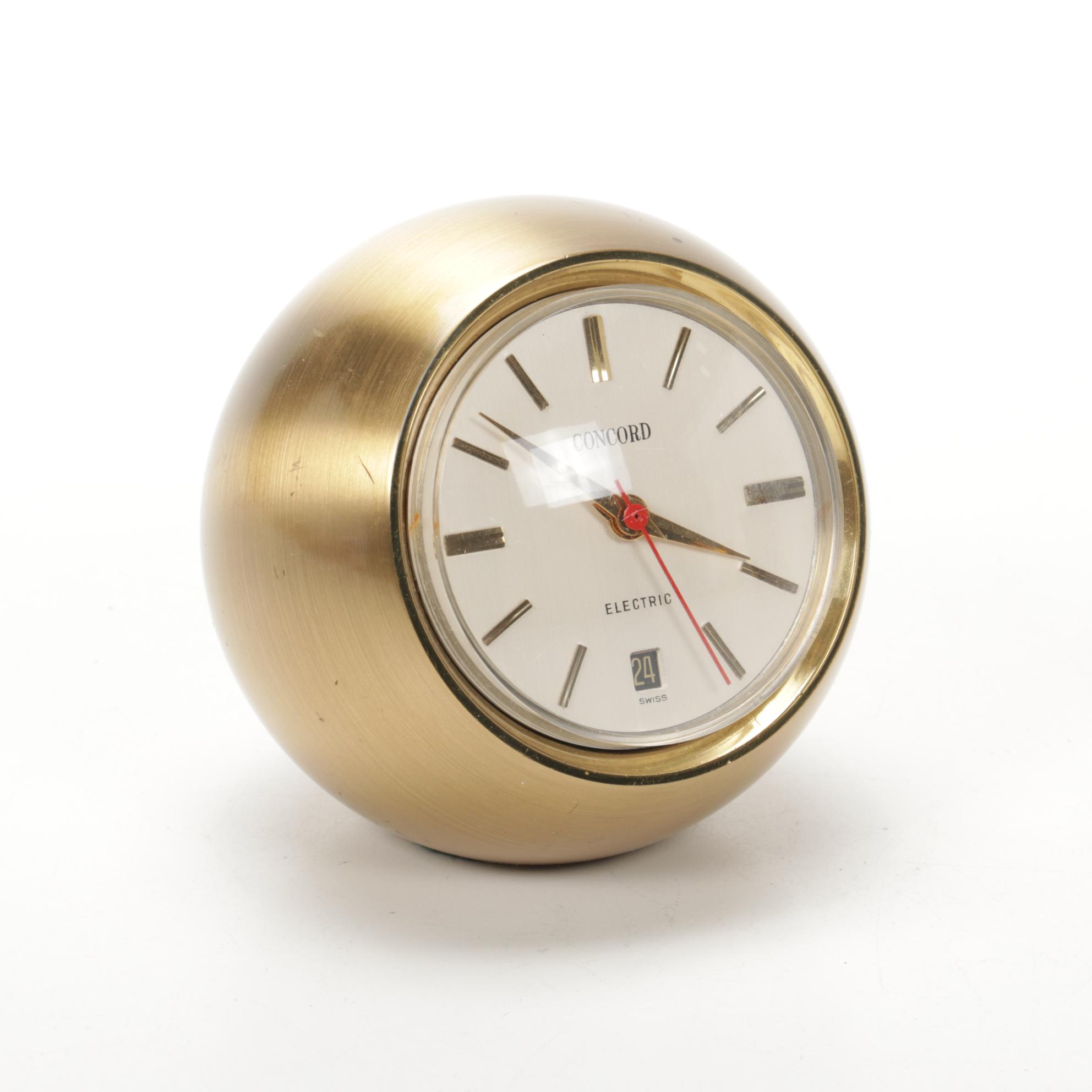 Concord and Howard Miller Brass Case Electric Desk Clocks, Mid-Late 20th Century