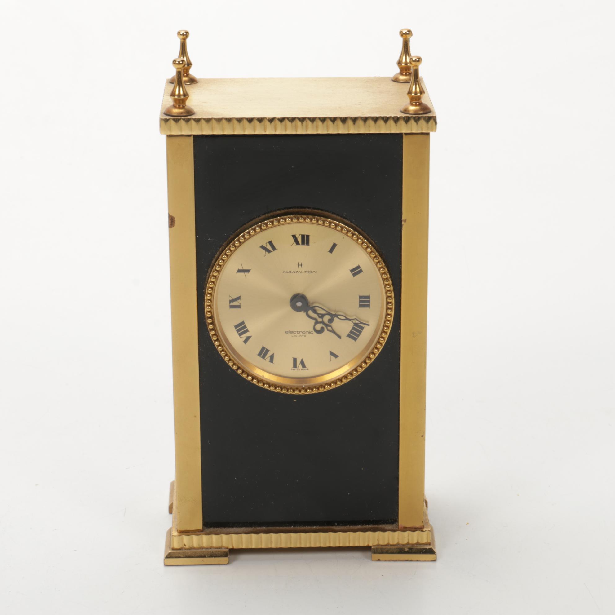 Concord and Howard Miller Brass Case Electric Desk Clocks, Mid-Late 20th Century