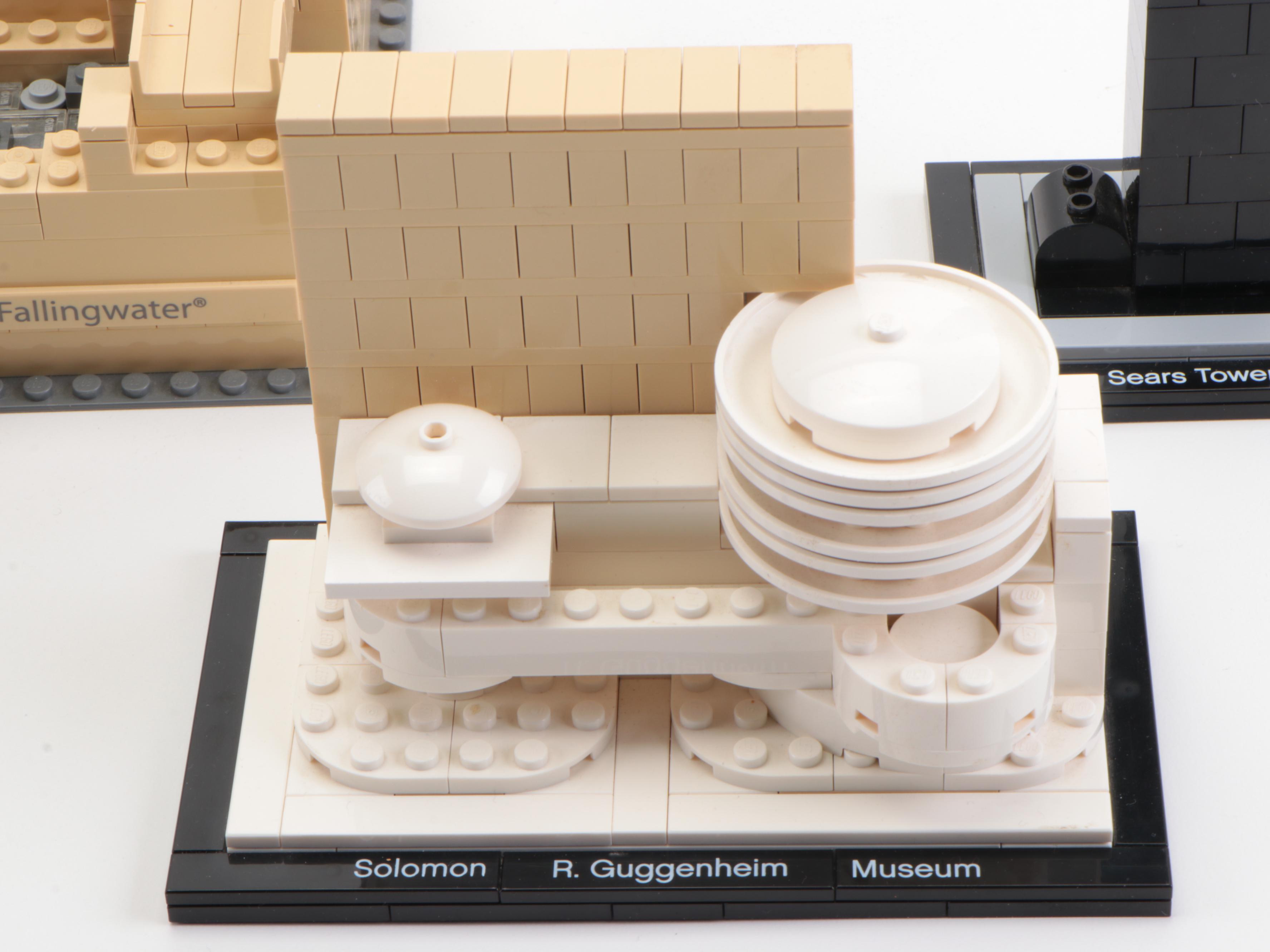Constructed LEGO Architecture Kits Including "Fallingwater" and Others