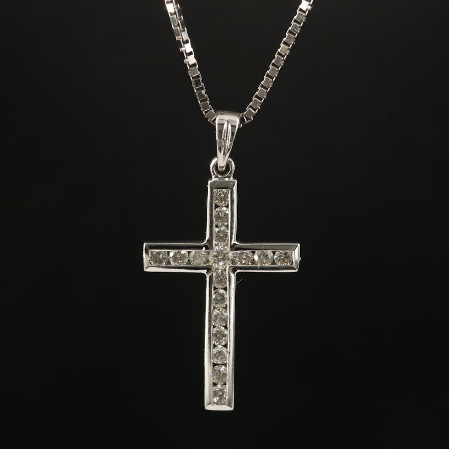 14K Diamond Cross Necklace