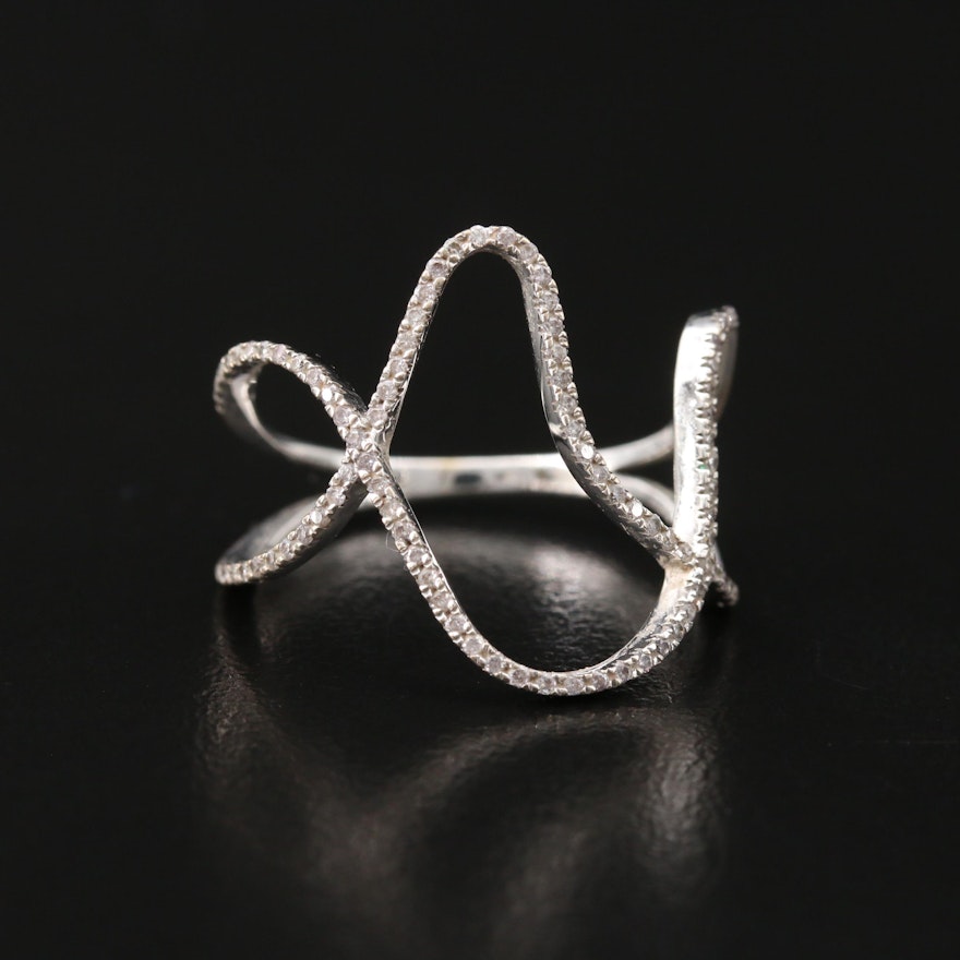 18K Diamond Openwork Crossover Ring