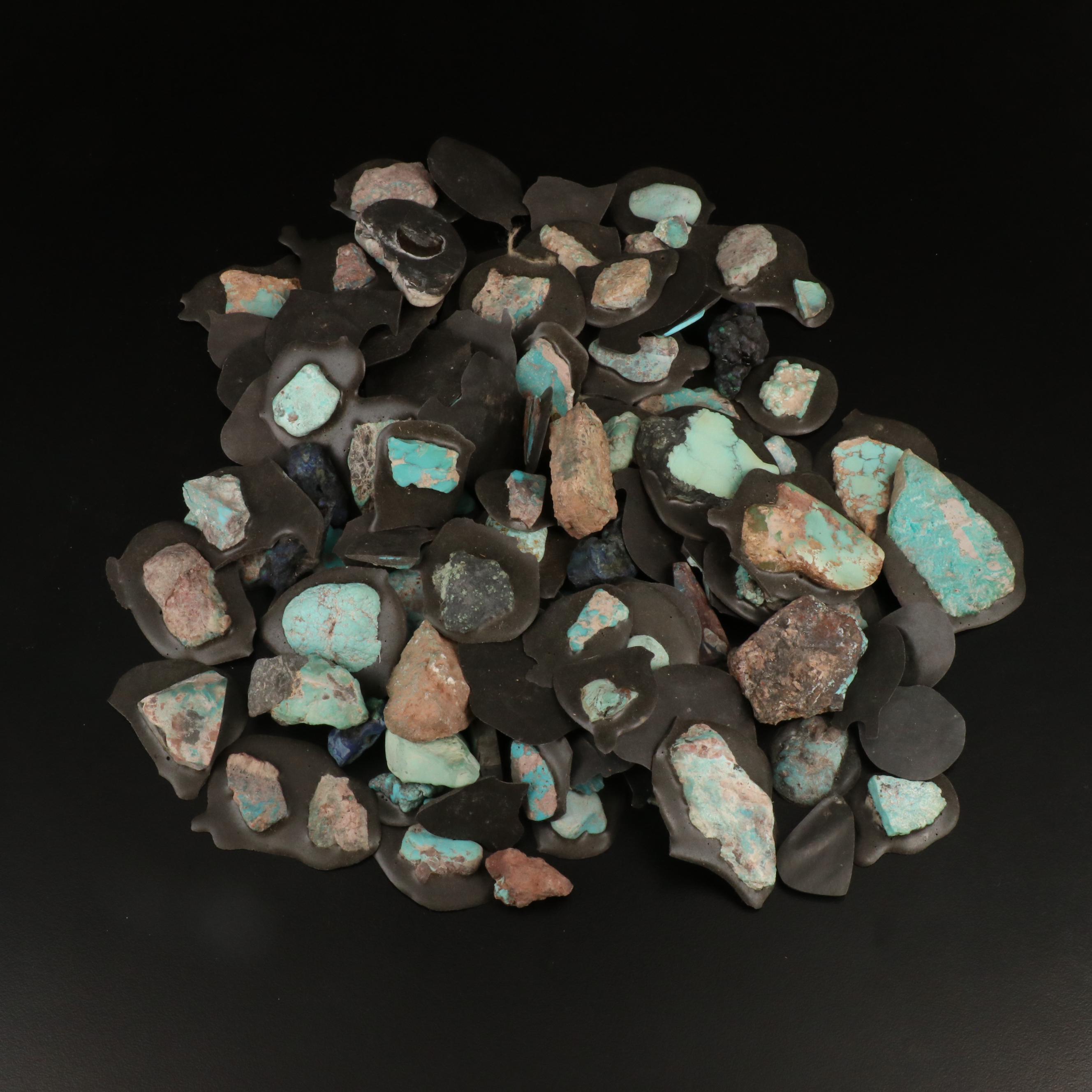 Loose Rough Cut Azurmalachite, Turquoise and Turquoise Doublets