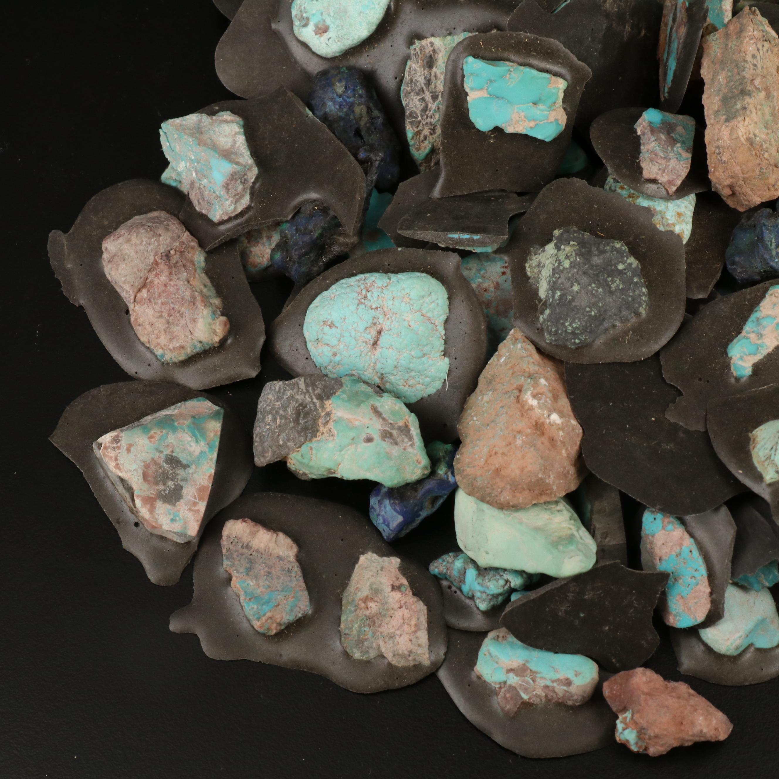 Loose Rough Cut Azurmalachite, Turquoise and Turquoise Doublets