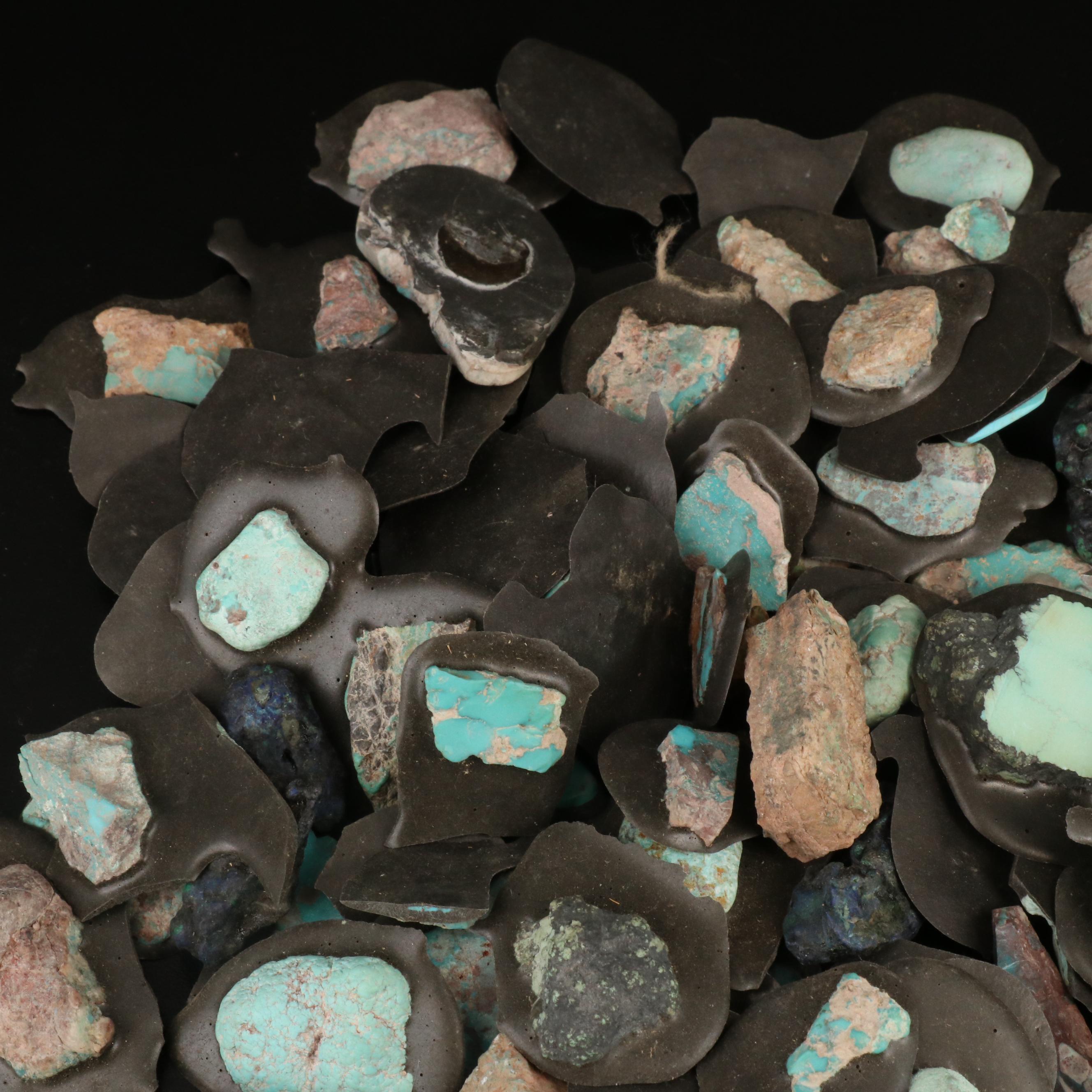 Loose Rough Cut Azurmalachite, Turquoise and Turquoise Doublets