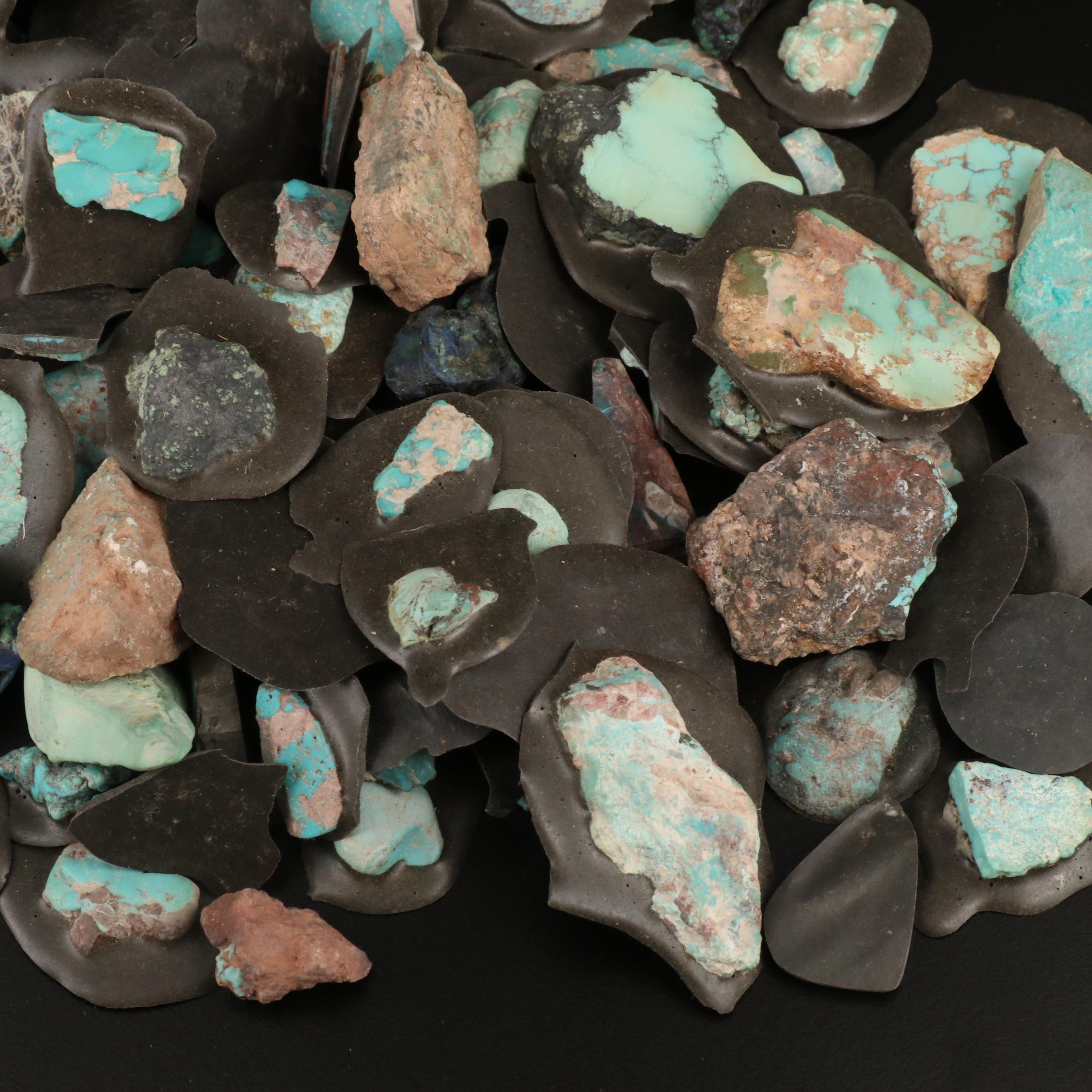 Loose Rough Cut Azurmalachite, Turquoise and Turquoise Doublets