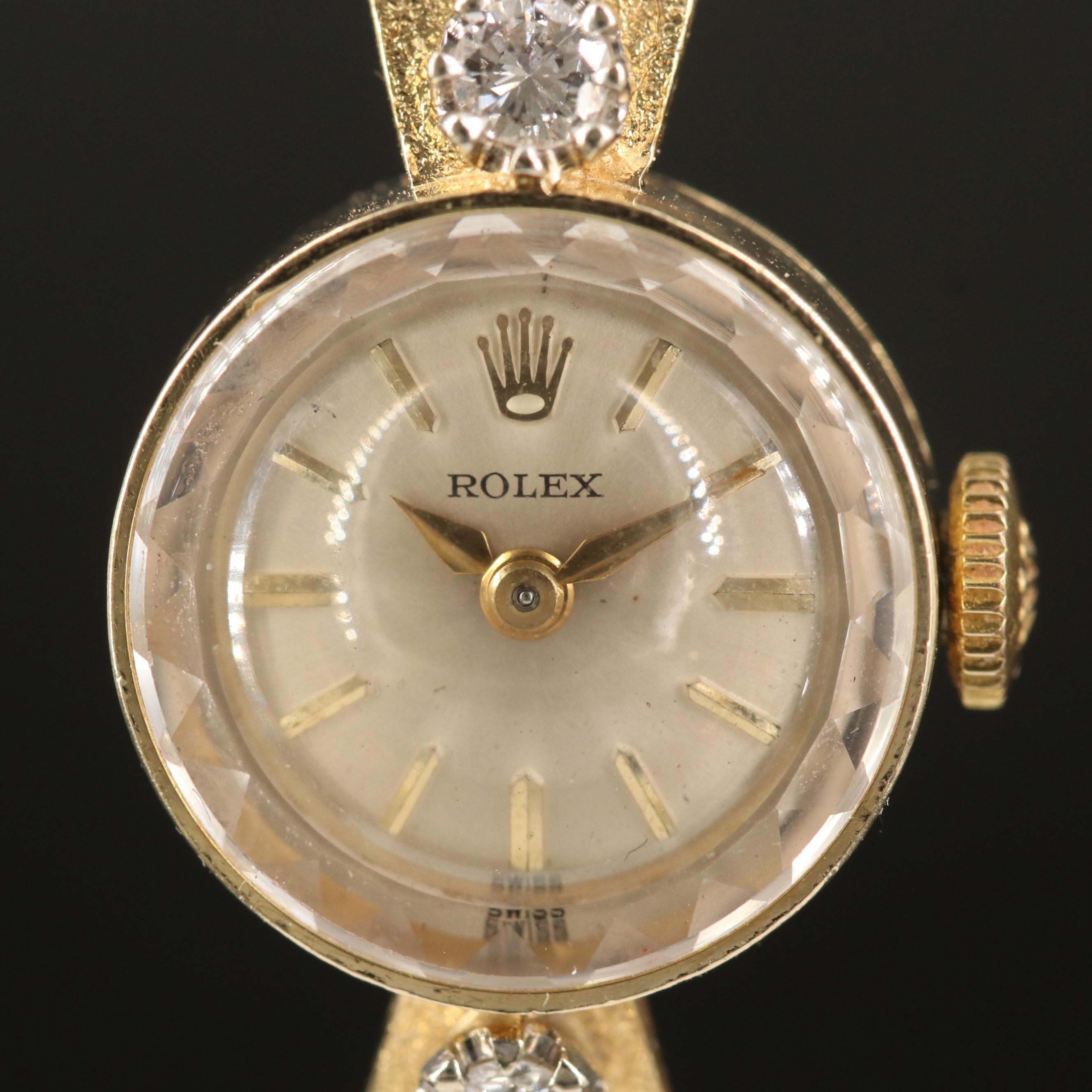 Vintage Rolex 14K and Diamond Stem Wind Watch