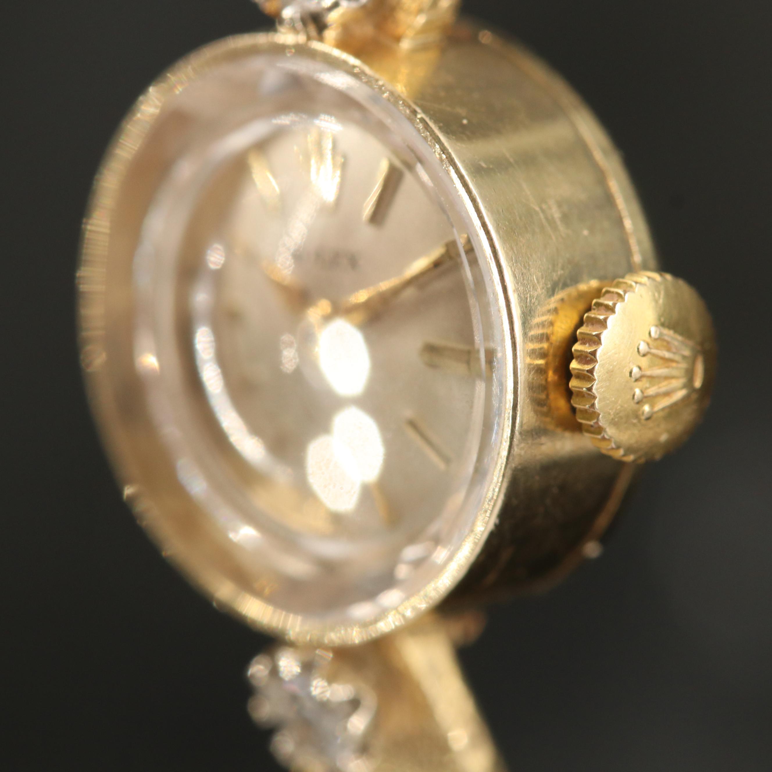 Vintage Rolex 14K and Diamond Stem Wind Watch