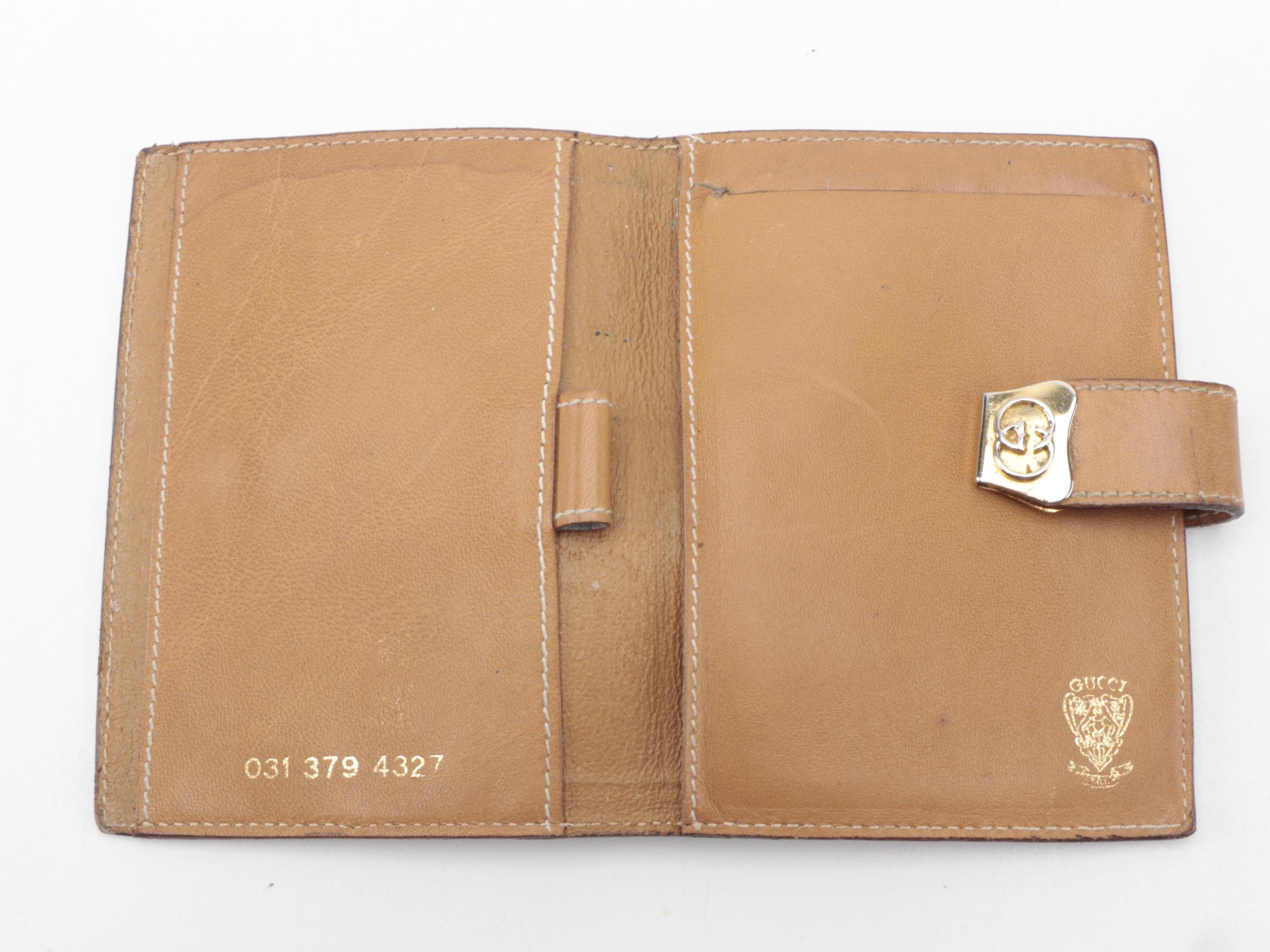 Gucci Notepad Case in Ivory Micro GG Coated Canvas with Brown Leather Trim