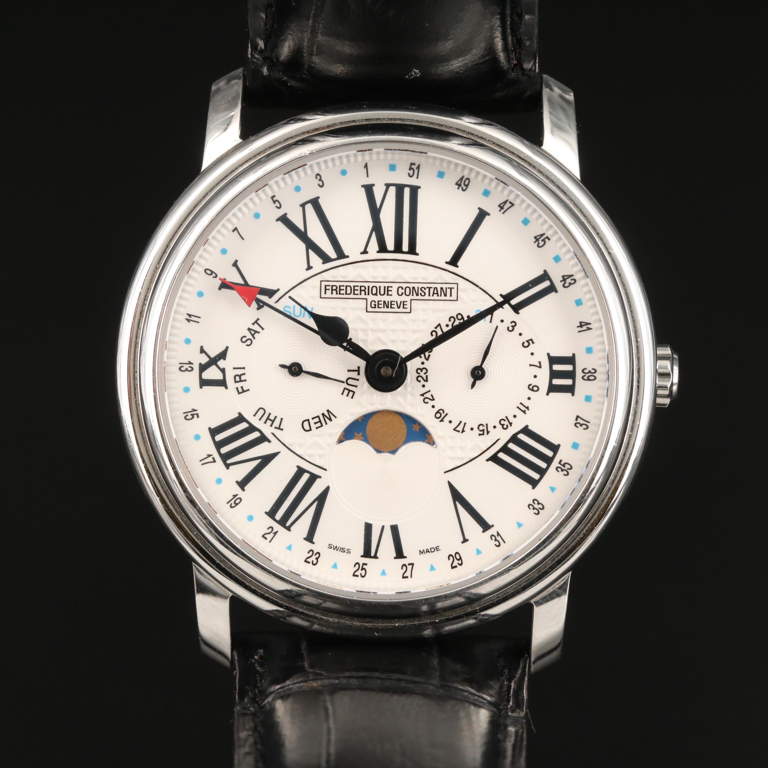 Frederique Constant Classics Business Timer Moonphase Stainless Steel Watch