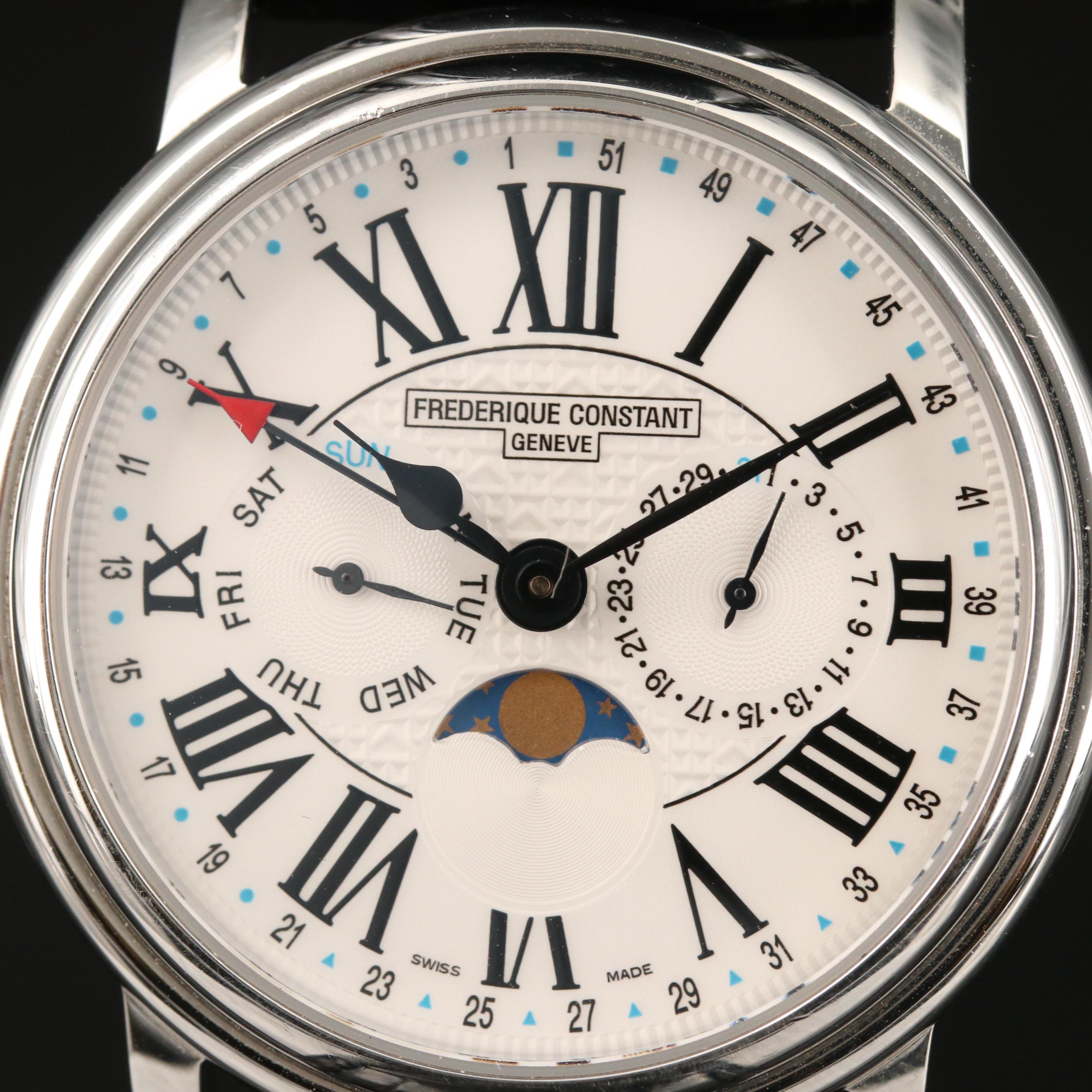 Frederique Constant Classics Business Timer Moonphase Stainless Steel Watch