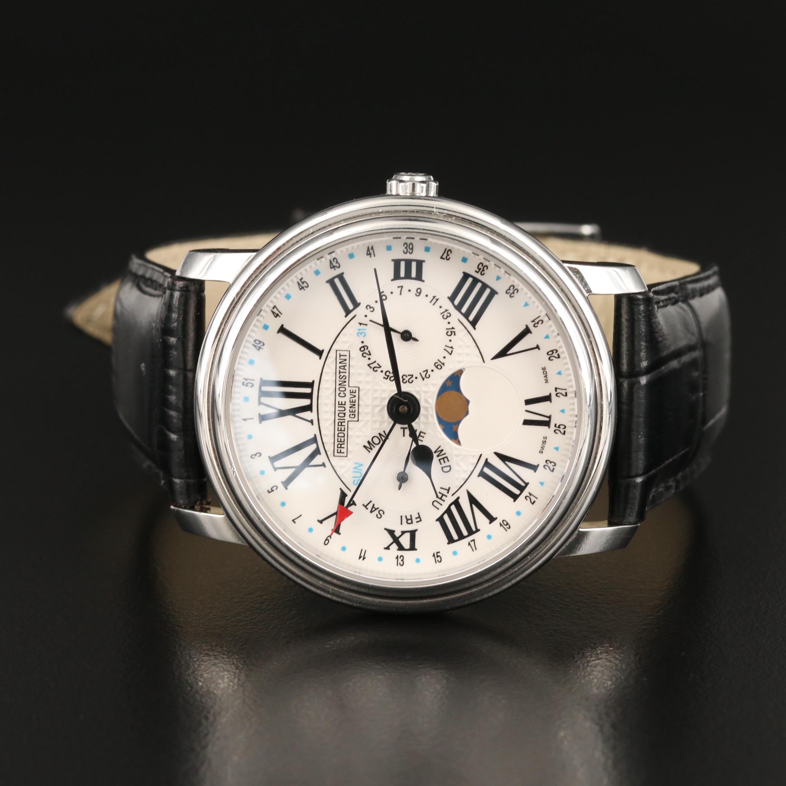 Frederique Constant Classics Business Timer Moonphase Stainless Steel Watch