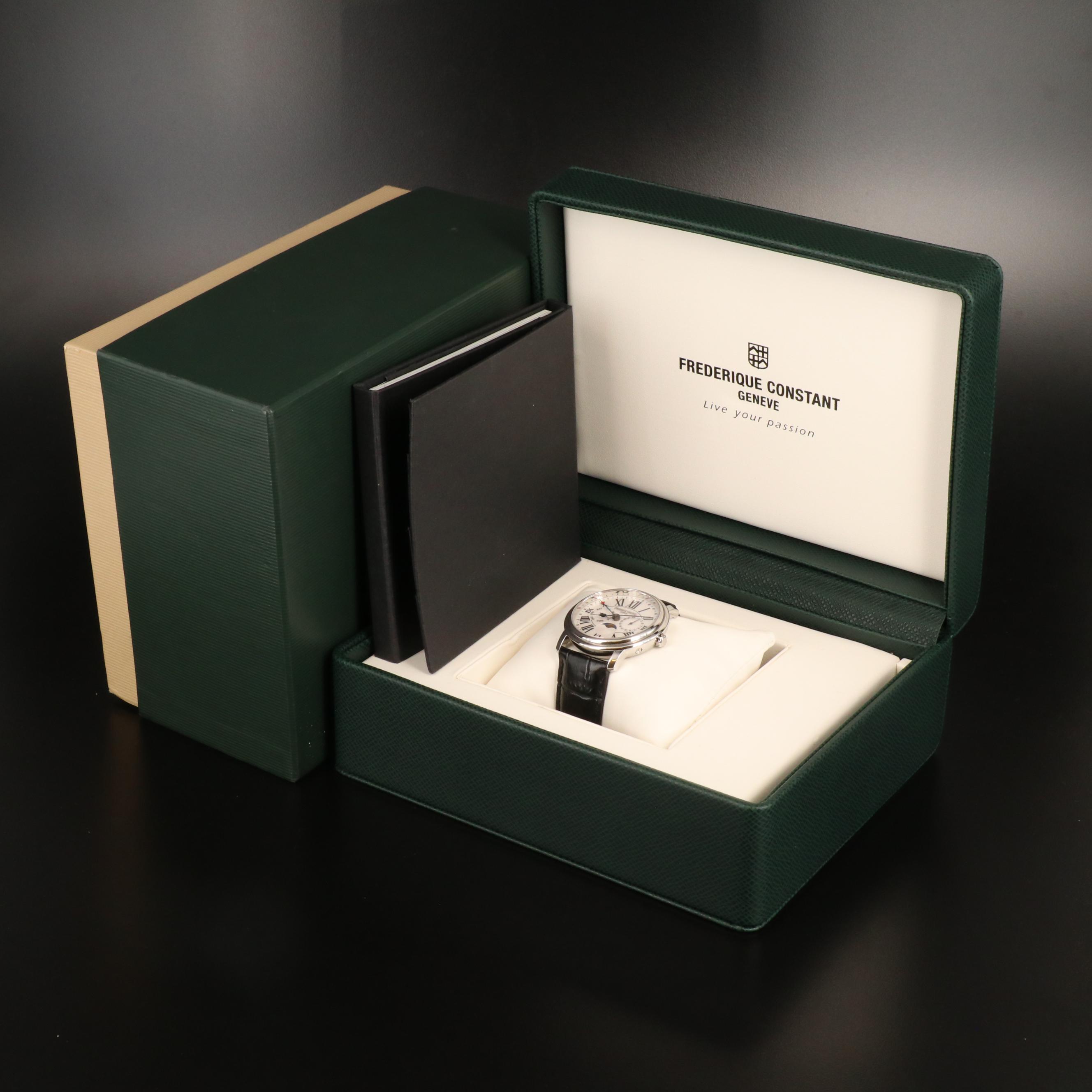 Frederique Constant Classics Business Timer Moonphase Stainless Steel Watch