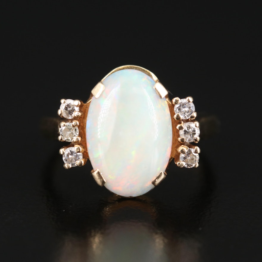 14K Opal and Diamond Ring