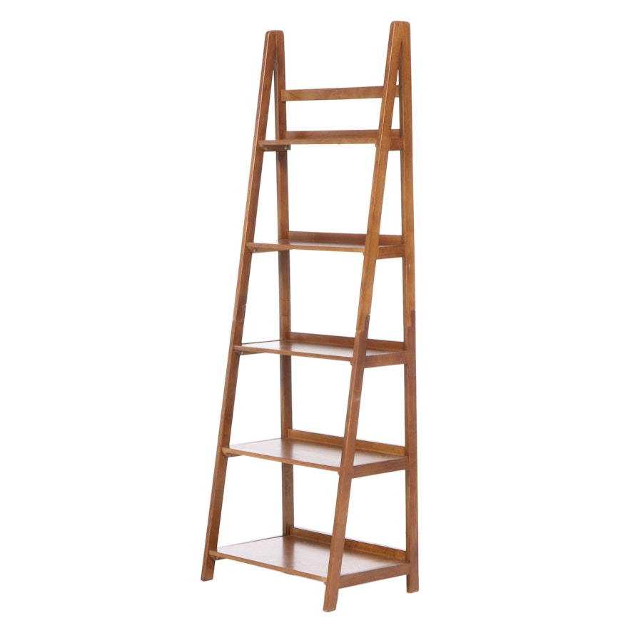 Linon Home Decor Products Hardwood Five-Shelf Ladder Bookcase