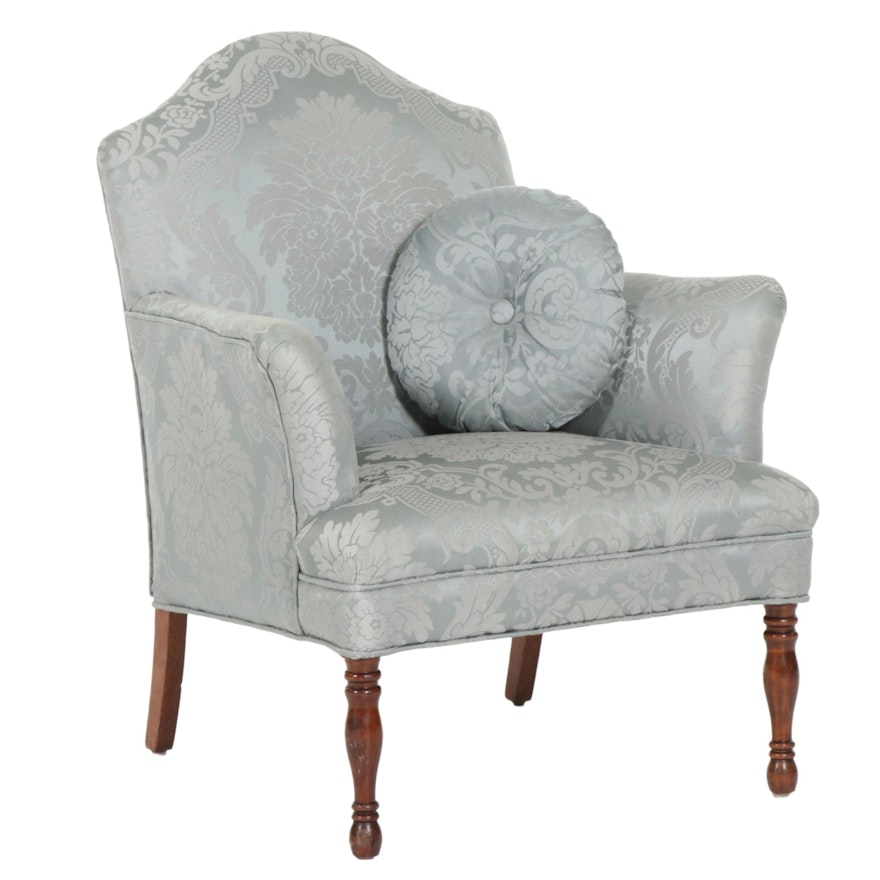 Federal Style Upholstered Armchair with Accent Pillow, Late 20th Century