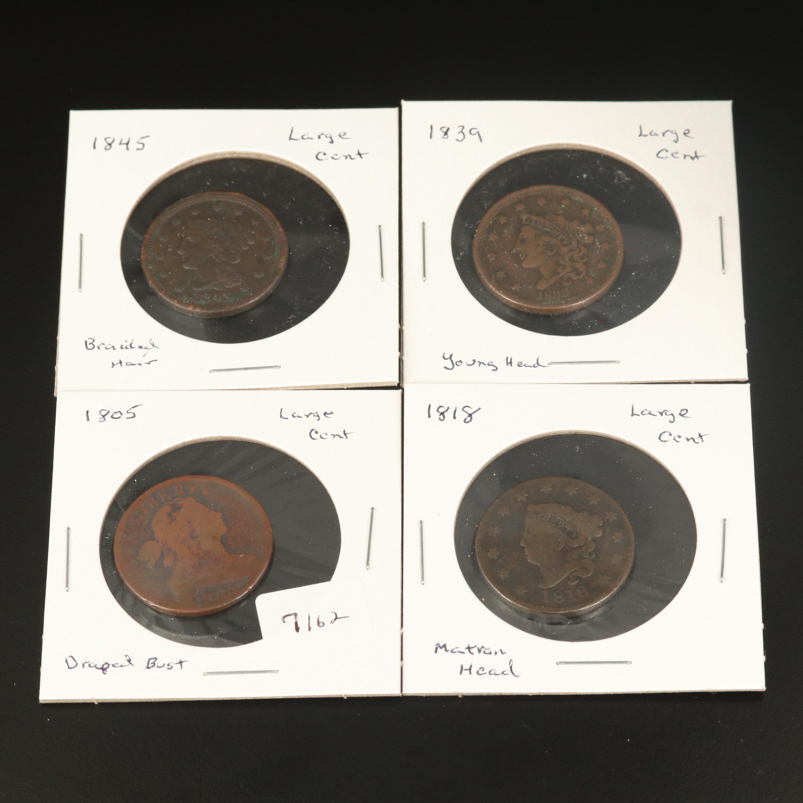 Four Different Types of U.S. Large Cents