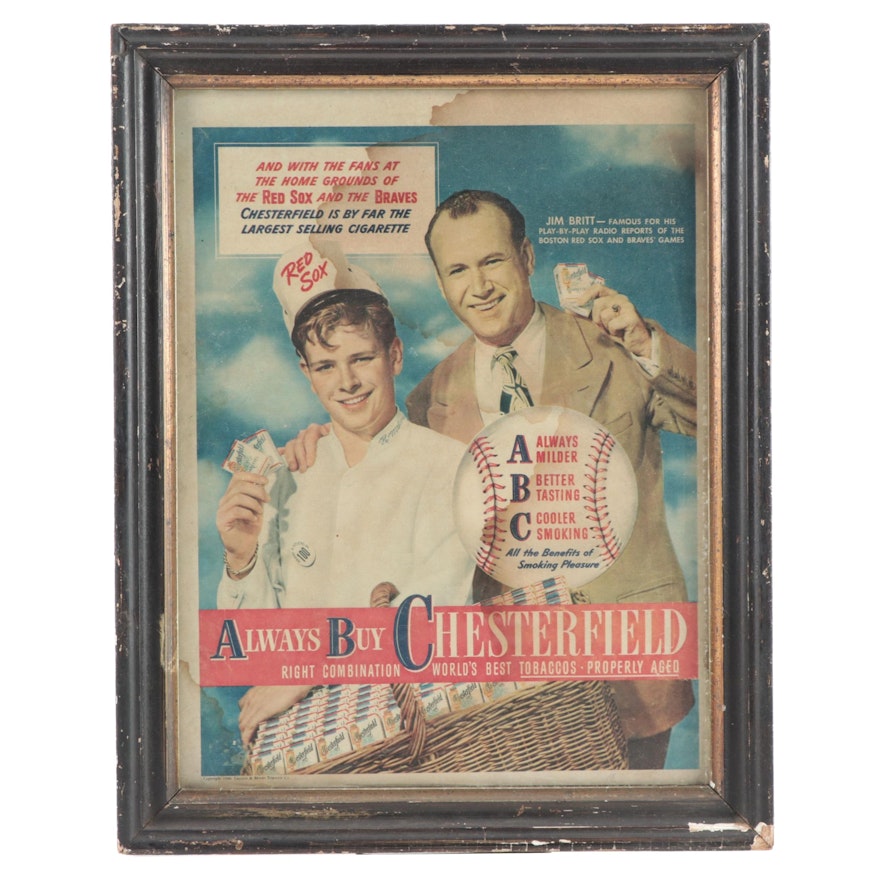 Chesterfield Jim Britt Baseball Radio Play-By-Play Tobacco Advertisement, 1940s