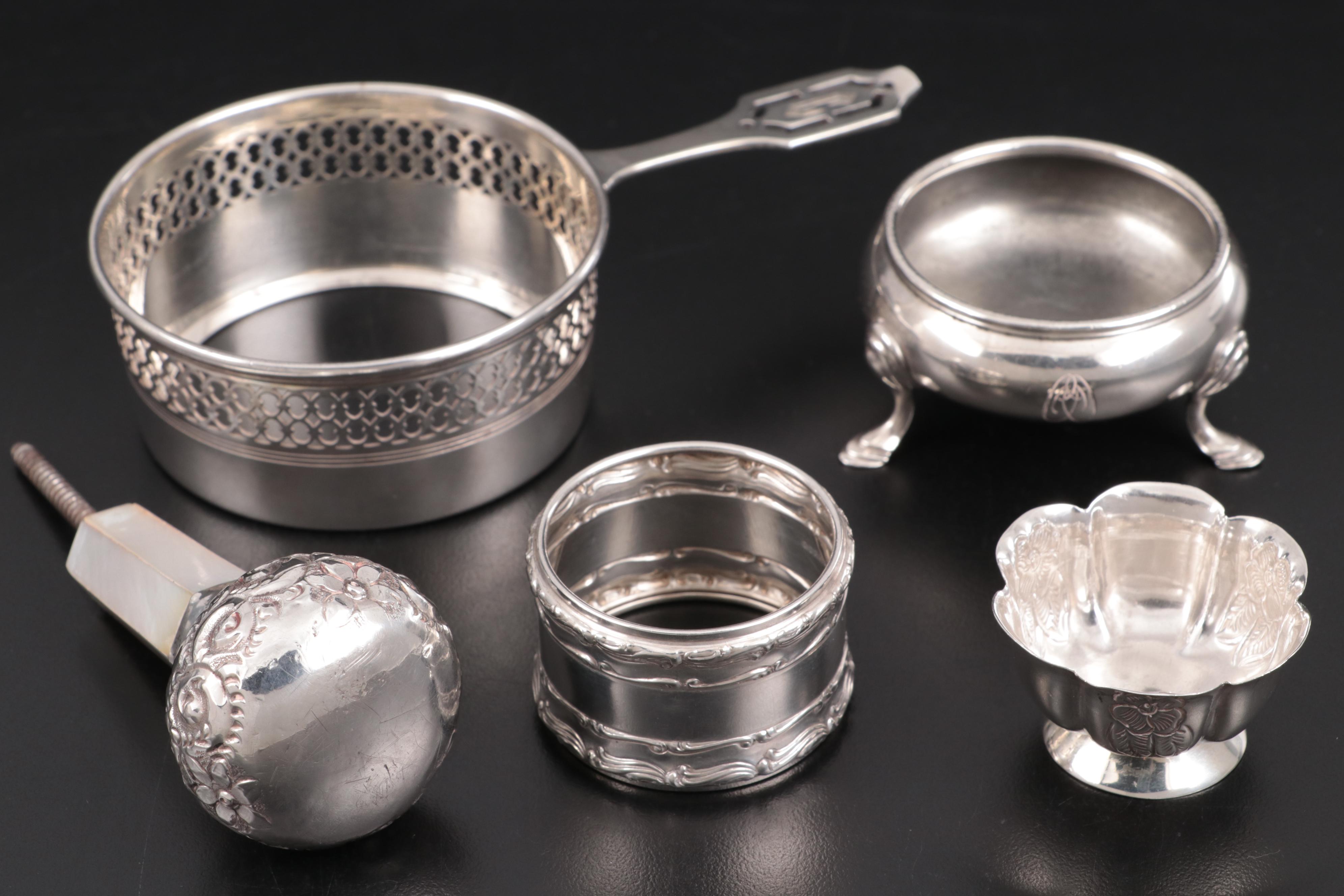 Tiffany & Co. Sterling Ramekin Holder with Other Sterling Table Accessories