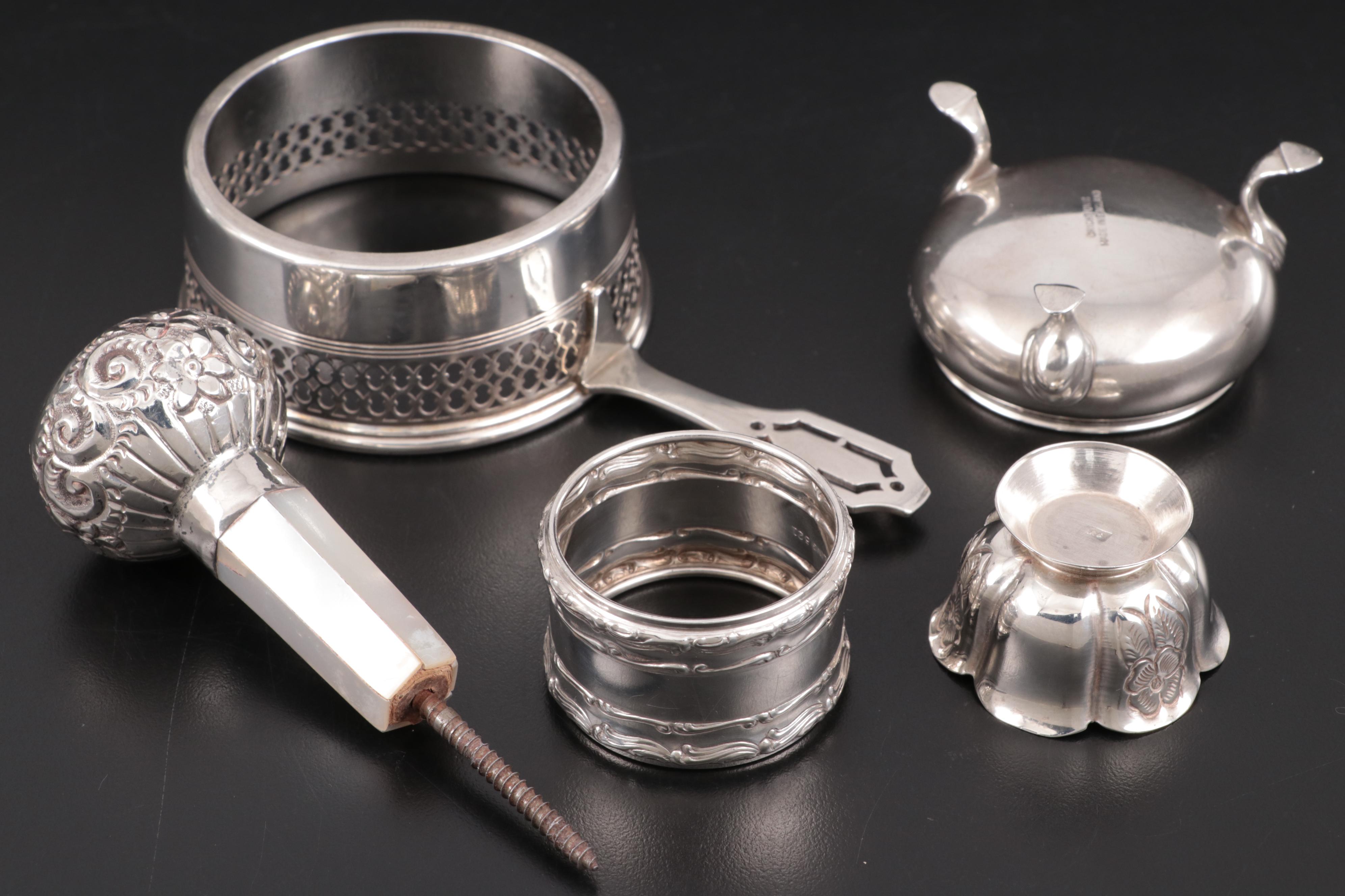 Tiffany & Co. Sterling Ramekin Holder with Other Sterling Table Accessories