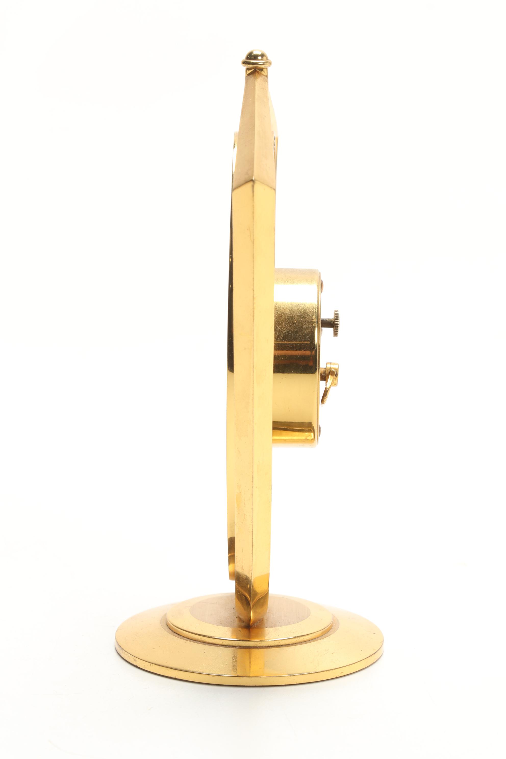 Imhof Brass 8 Day 15 Jewel Desk Clock, Mid 20th Century