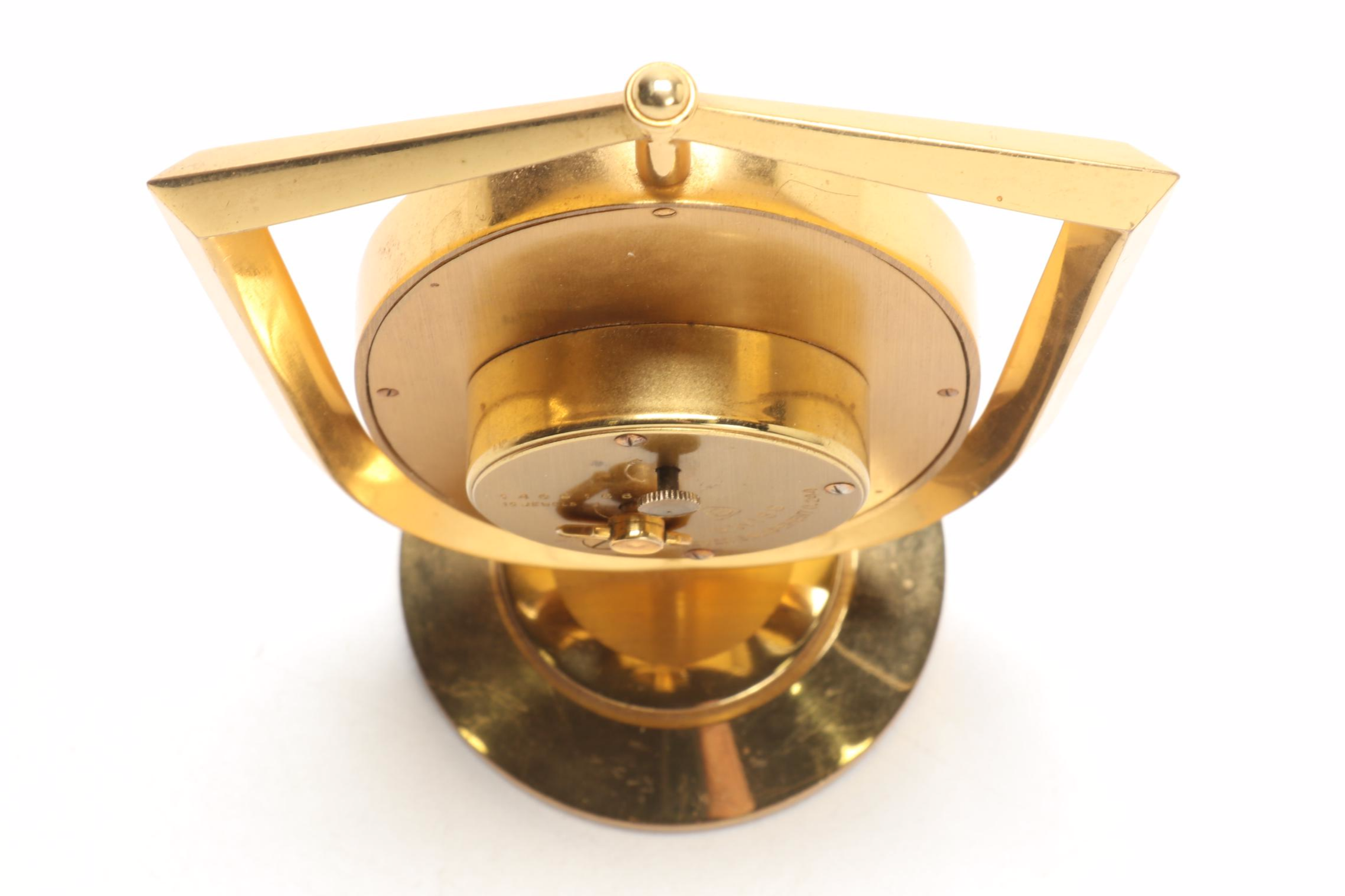 Imhof Brass 8 Day 15 Jewel Desk Clock, Mid 20th Century