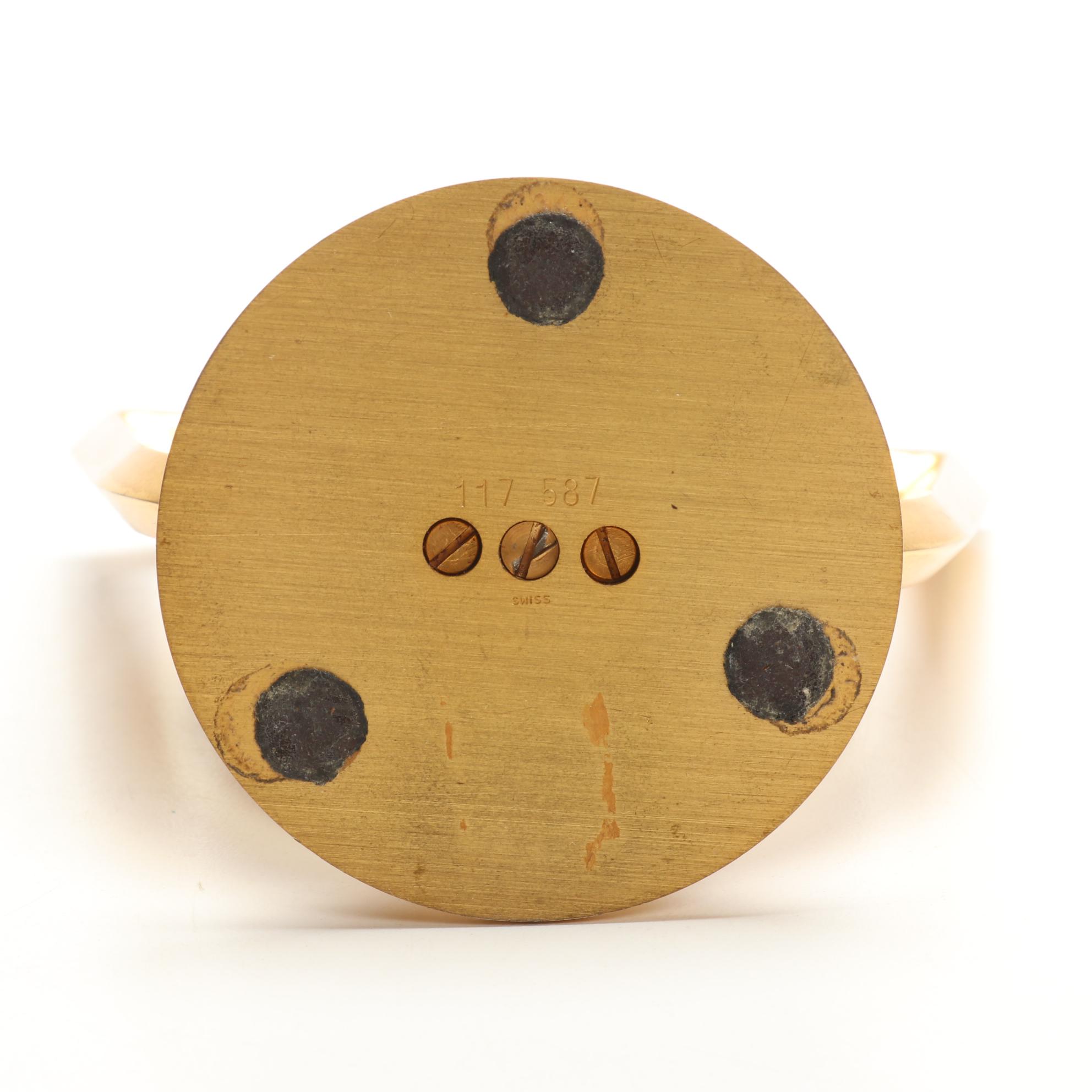 Imhof Brass 8 Day 15 Jewel Desk Clock, Mid 20th Century