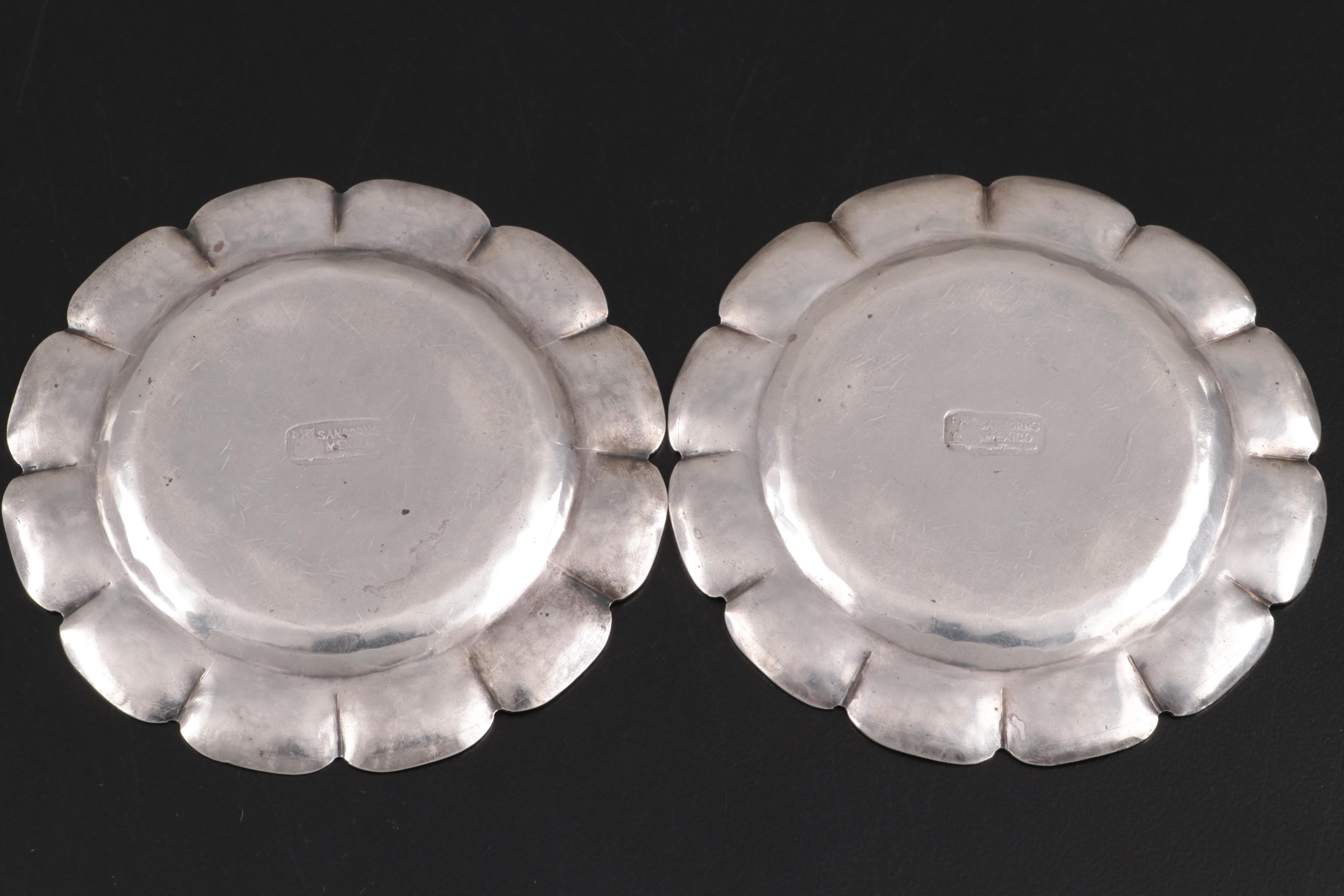 Sanborns Mexican Sterling Silver Dishes, Early to Mid 20th Century