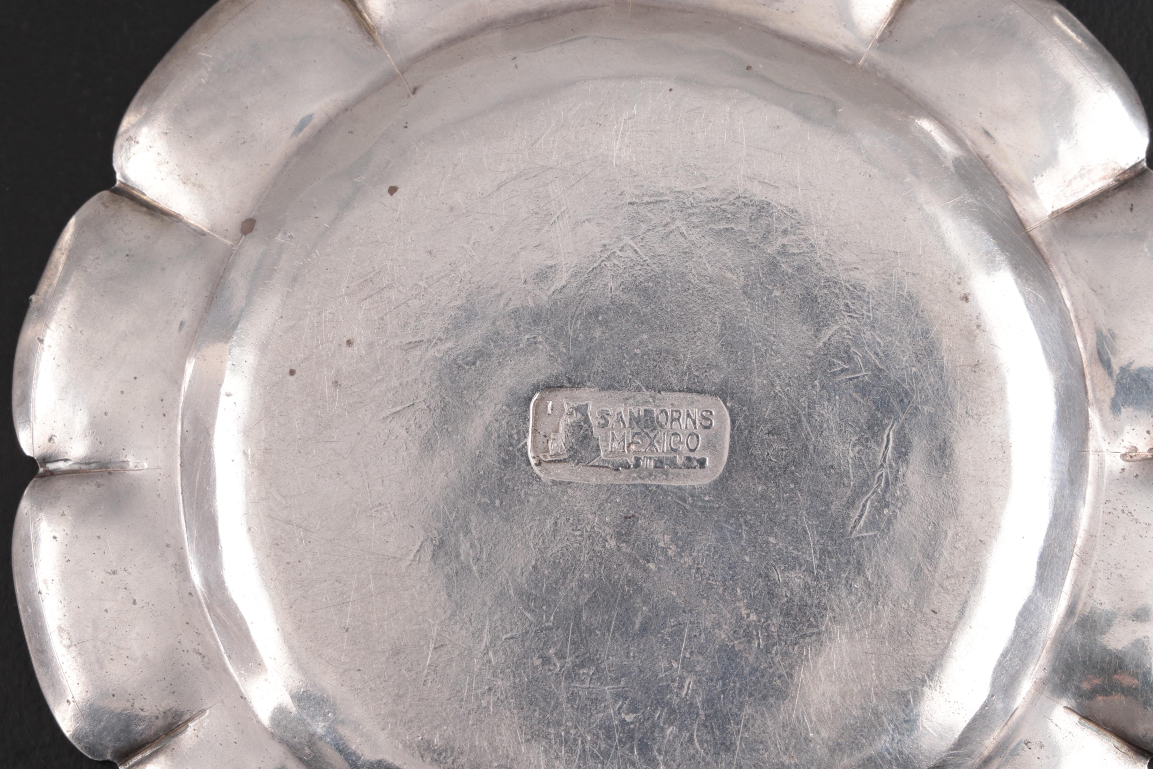 Sanborns Mexican Sterling Silver Dishes, Early to Mid 20th Century