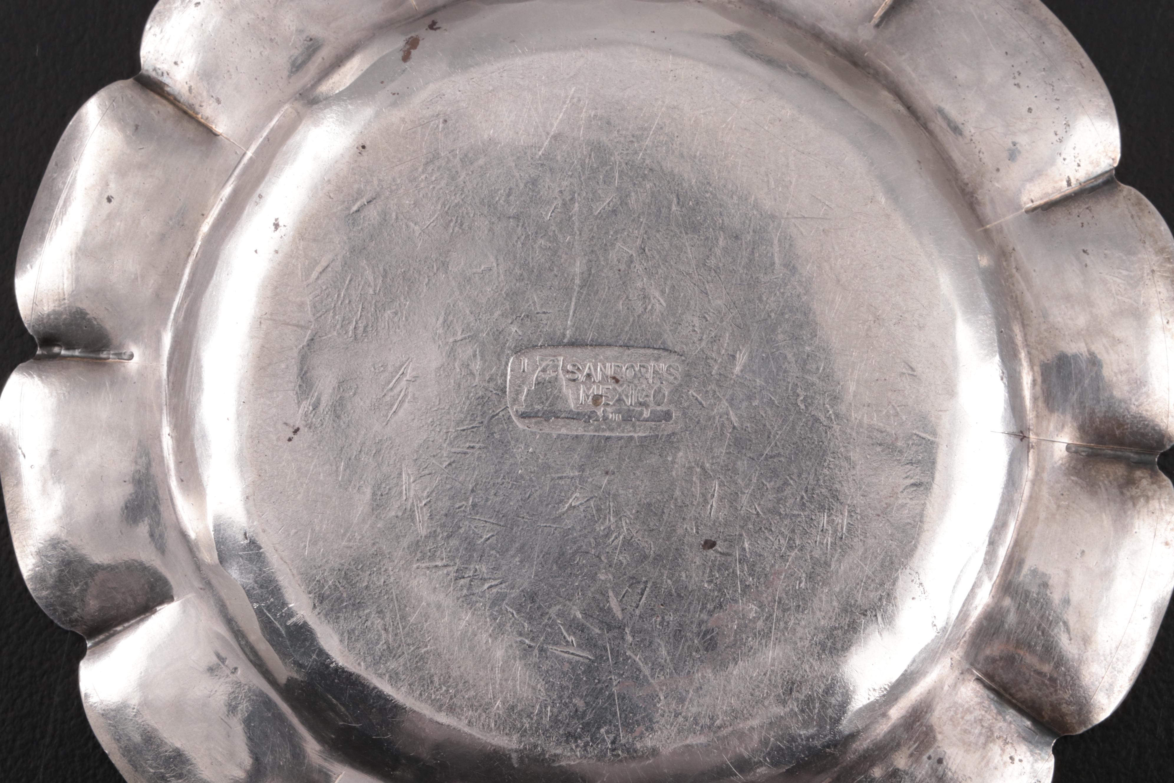 Sanborns Mexican Sterling Silver Dishes, Early to Mid 20th Century