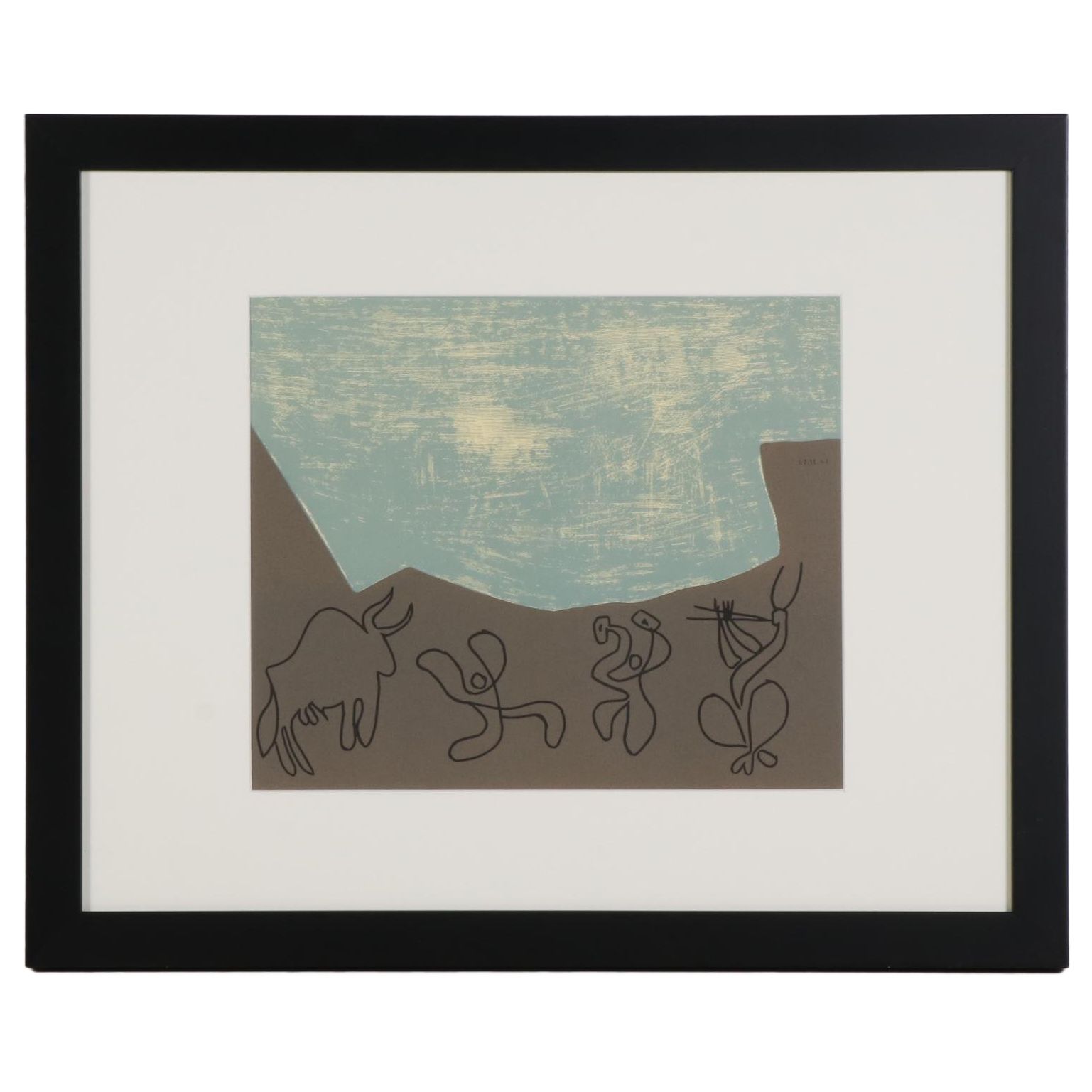 Pablo Picasso Linoleum Cut "Bacchanal With Bull," 1962