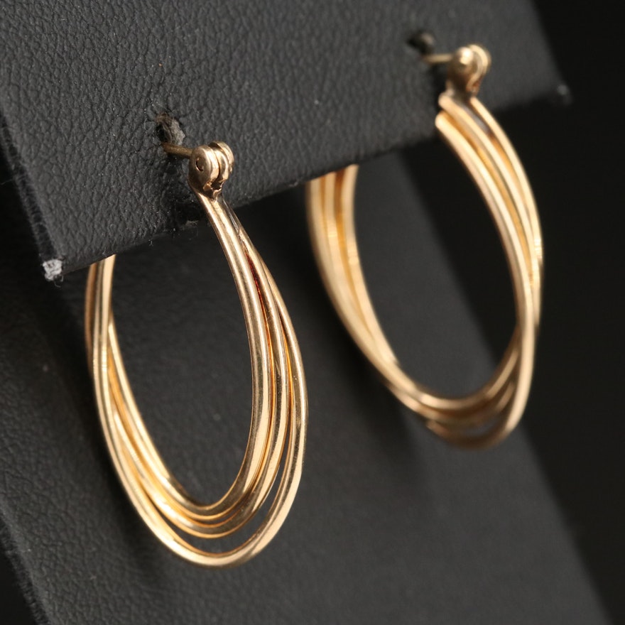 14K Triple Tube Hoop Earrings