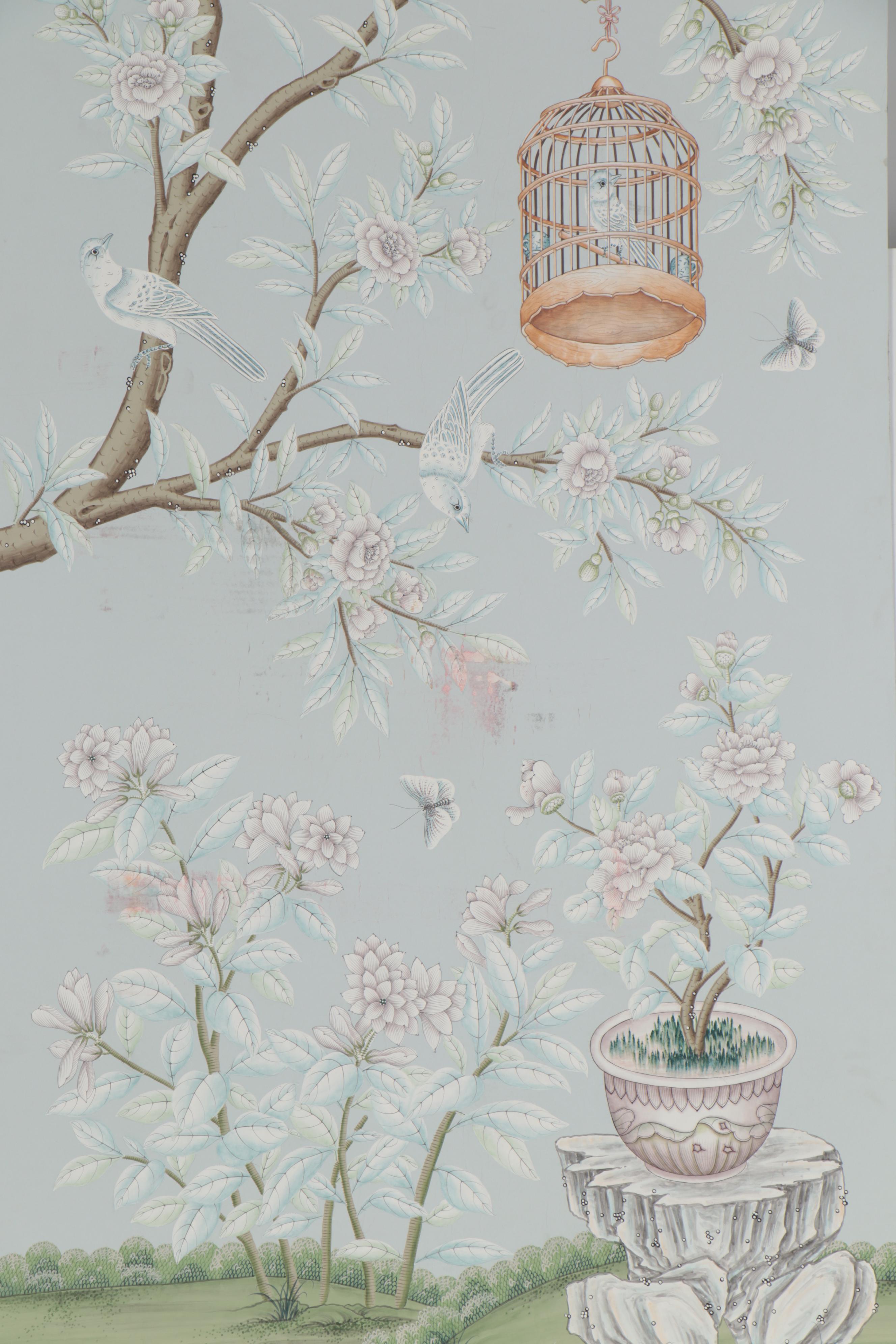 Gracie Studios "Spring Meadow "Hand-Painted Wallpaper Panel