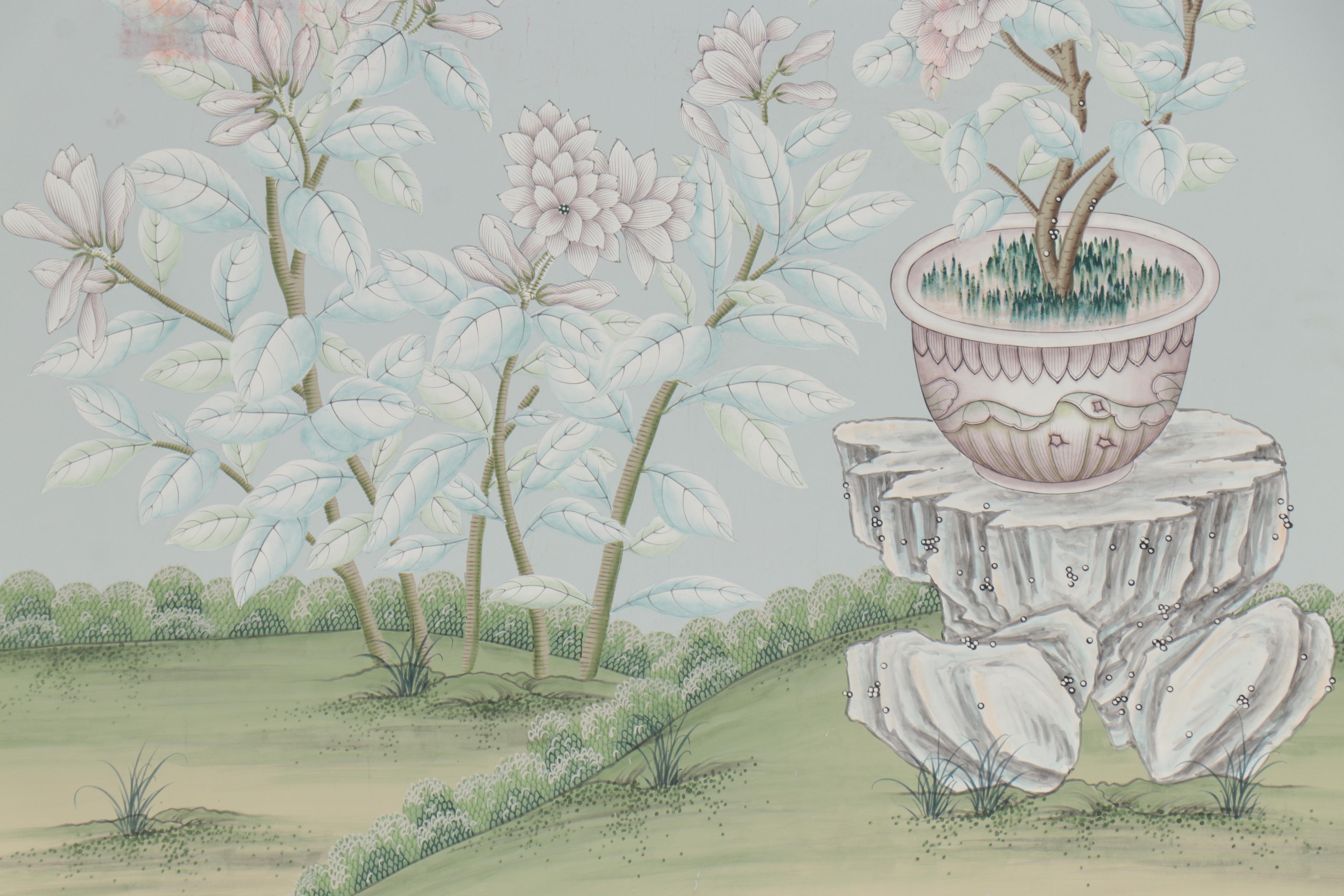 Gracie Studios "Spring Meadow "Hand-Painted Wallpaper Panel