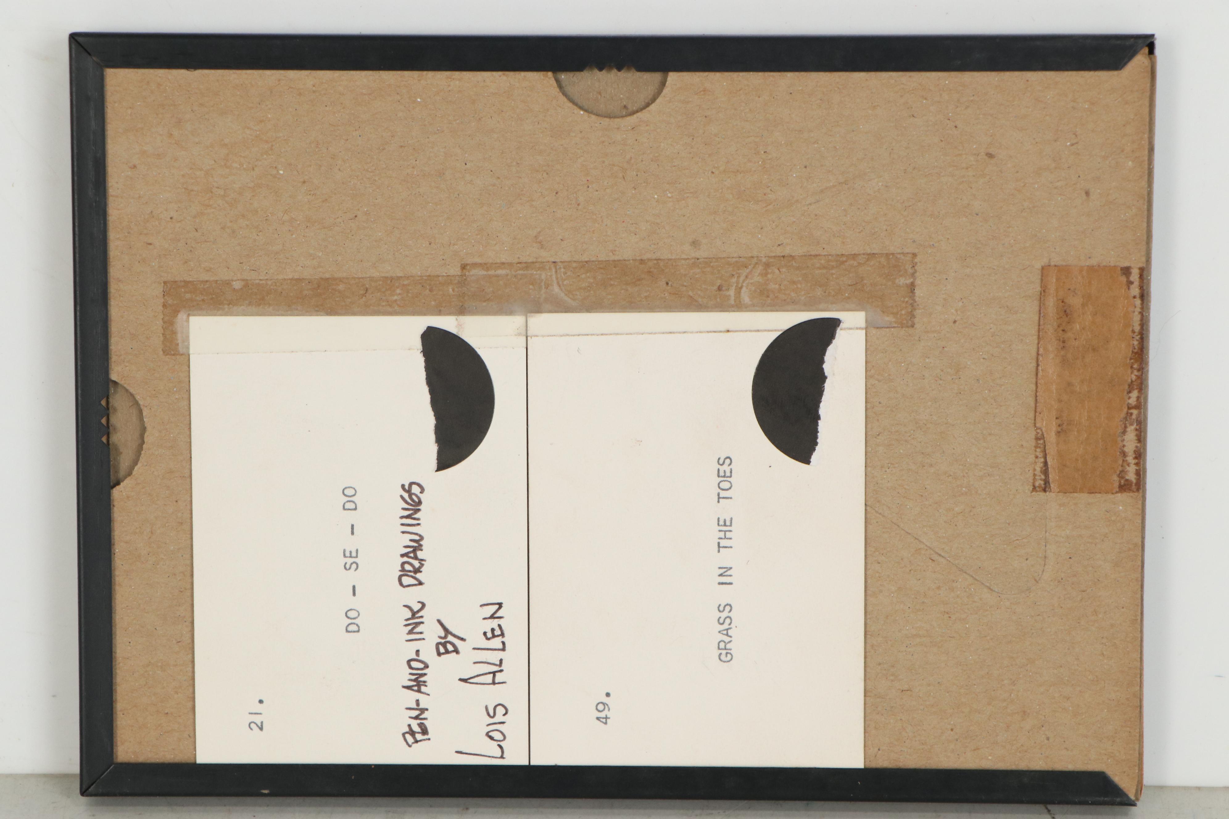 Lois Udry Allen Ink Drawing "Do-Se-Do" and "Grass in the Toes," Mid-20th Century