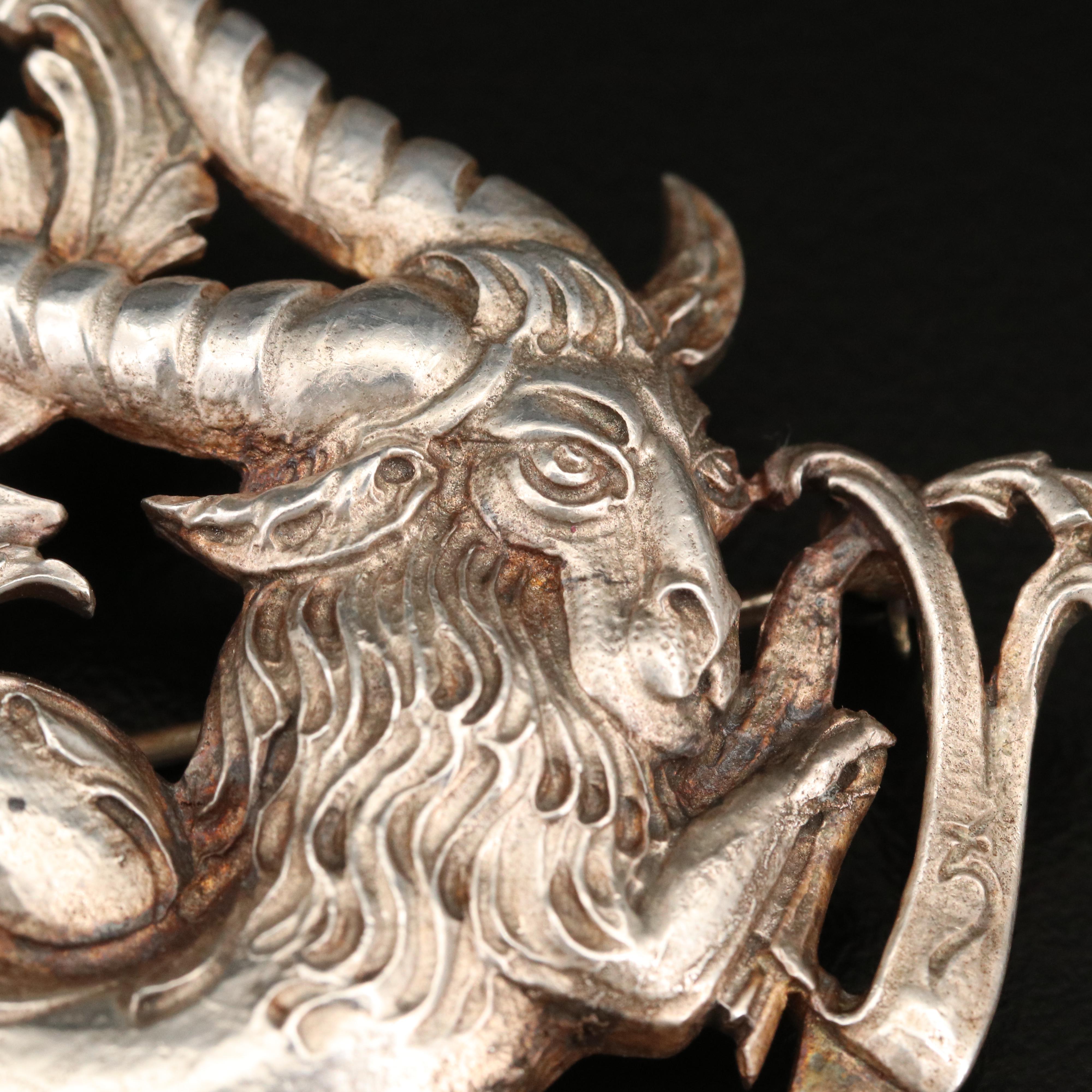 Vintage Guglielmo Cini Sterling Silver Capricorn Brooch