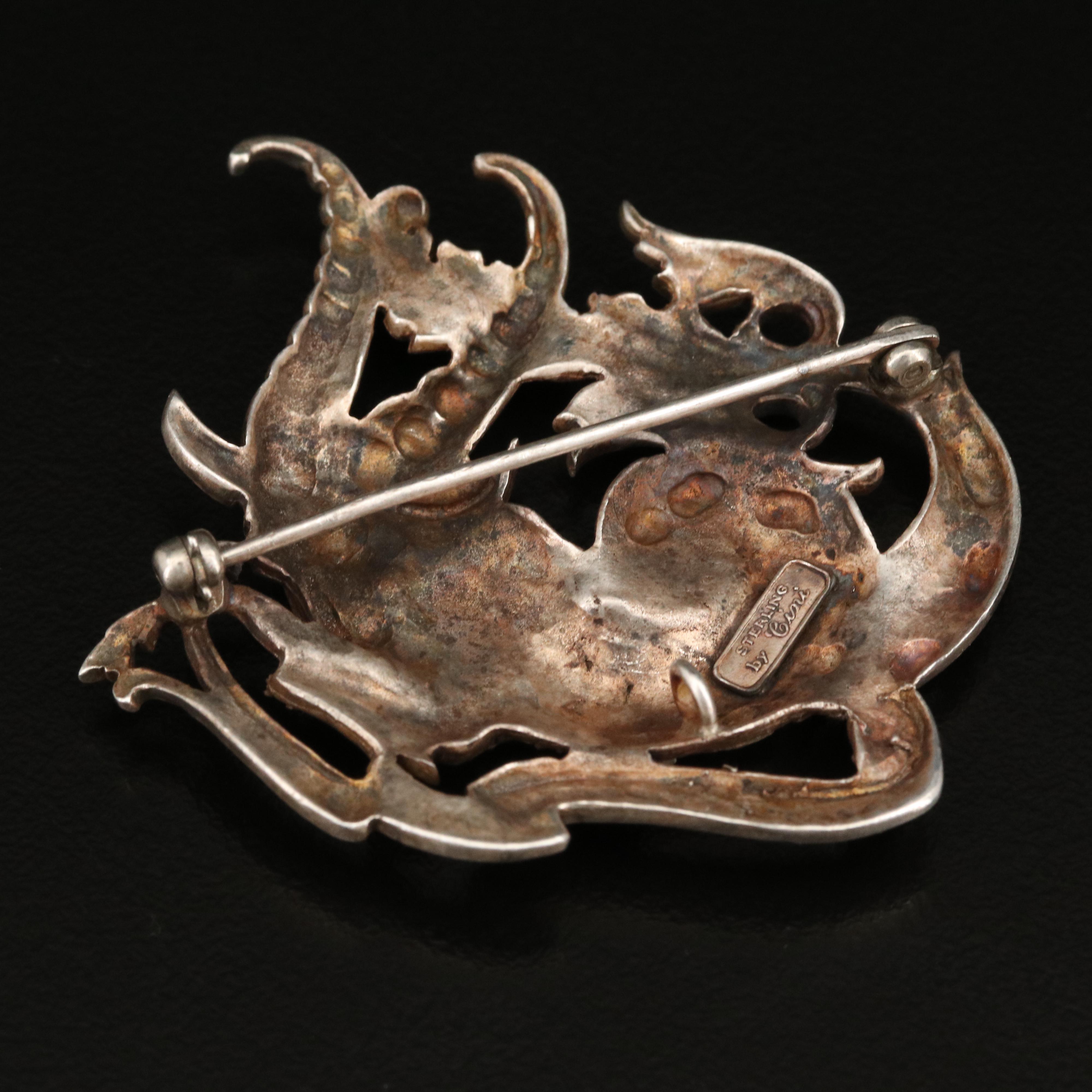 Vintage Guglielmo Cini Sterling Silver Capricorn Brooch