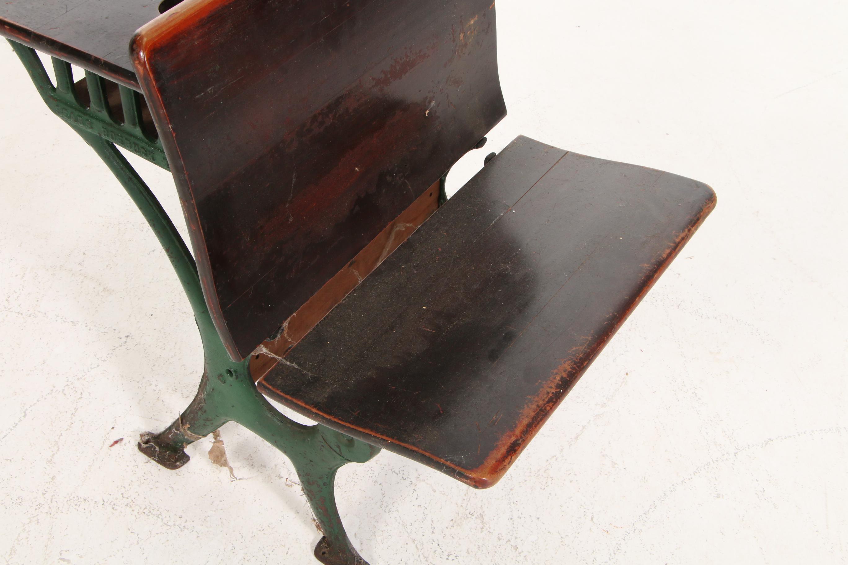 Sears Roebuck & Co. Cast Iron and Wood Folding Student Desk