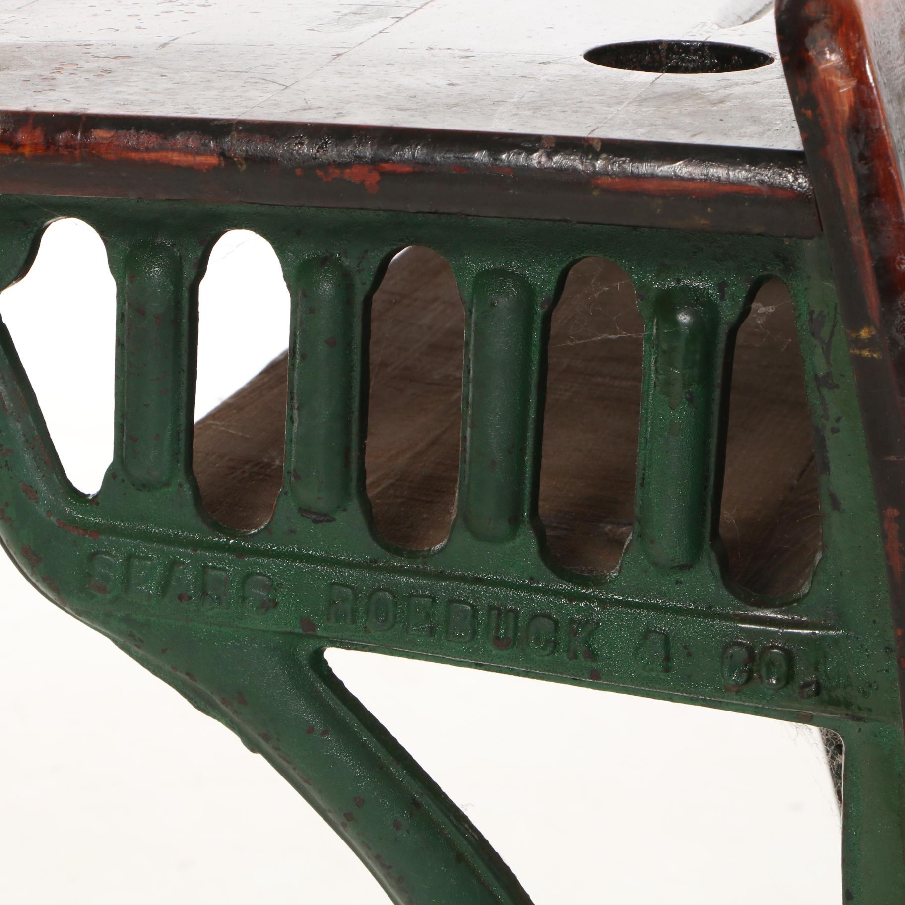 Sears Roebuck & Co. Cast Iron and Wood Folding Student Desk