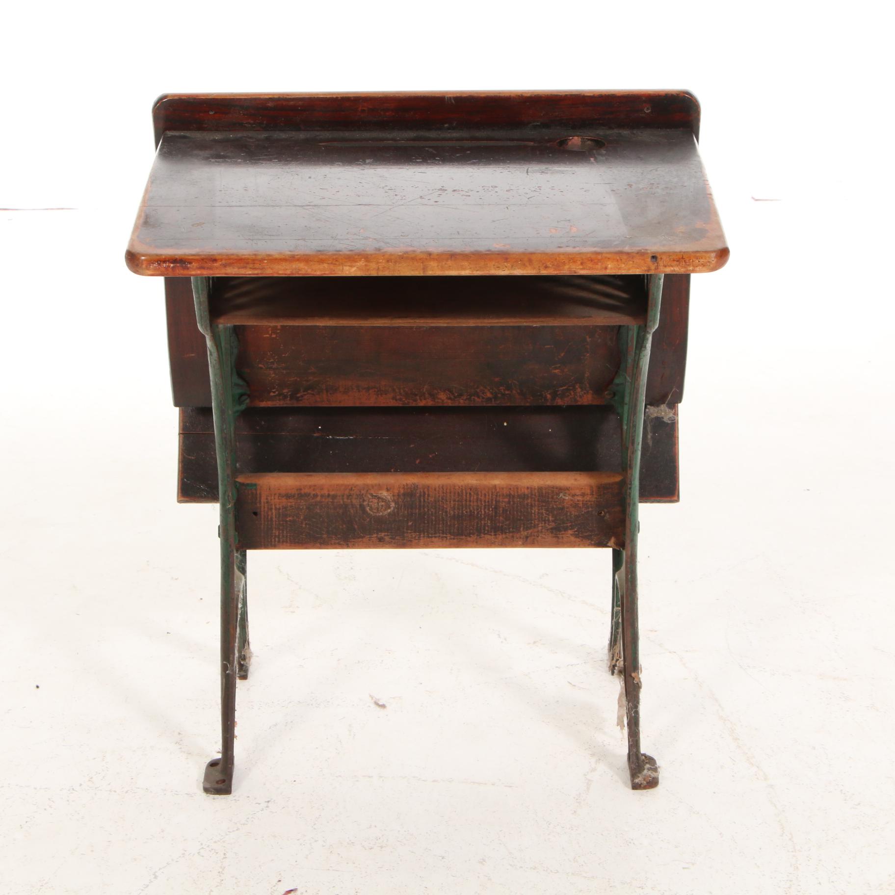 Sears Roebuck & Co. Cast Iron and Wood Folding Student Desk