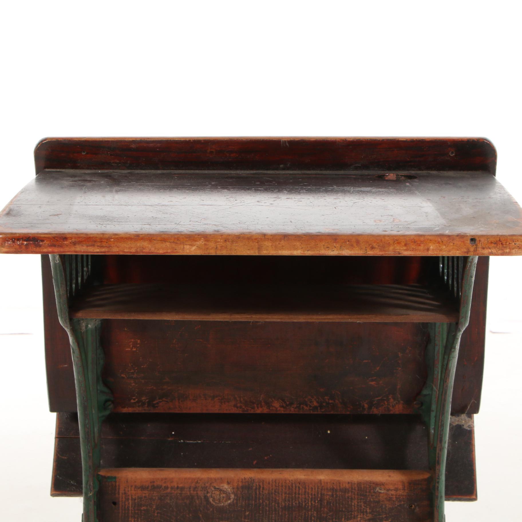Sears Roebuck & Co. Cast Iron and Wood Folding Student Desk