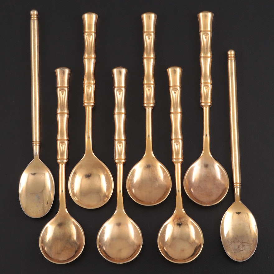 Martian and Other Italian Gilt Metal Demitasse Spoons, Mid to Late 20th Century