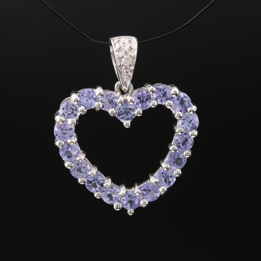 10K Tanzanite and Diamond Heart Pendant