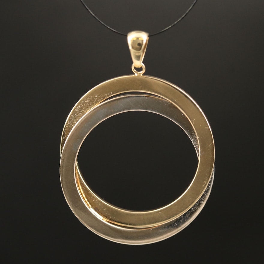 14K Two-Tone Interlocking Circle Pendant