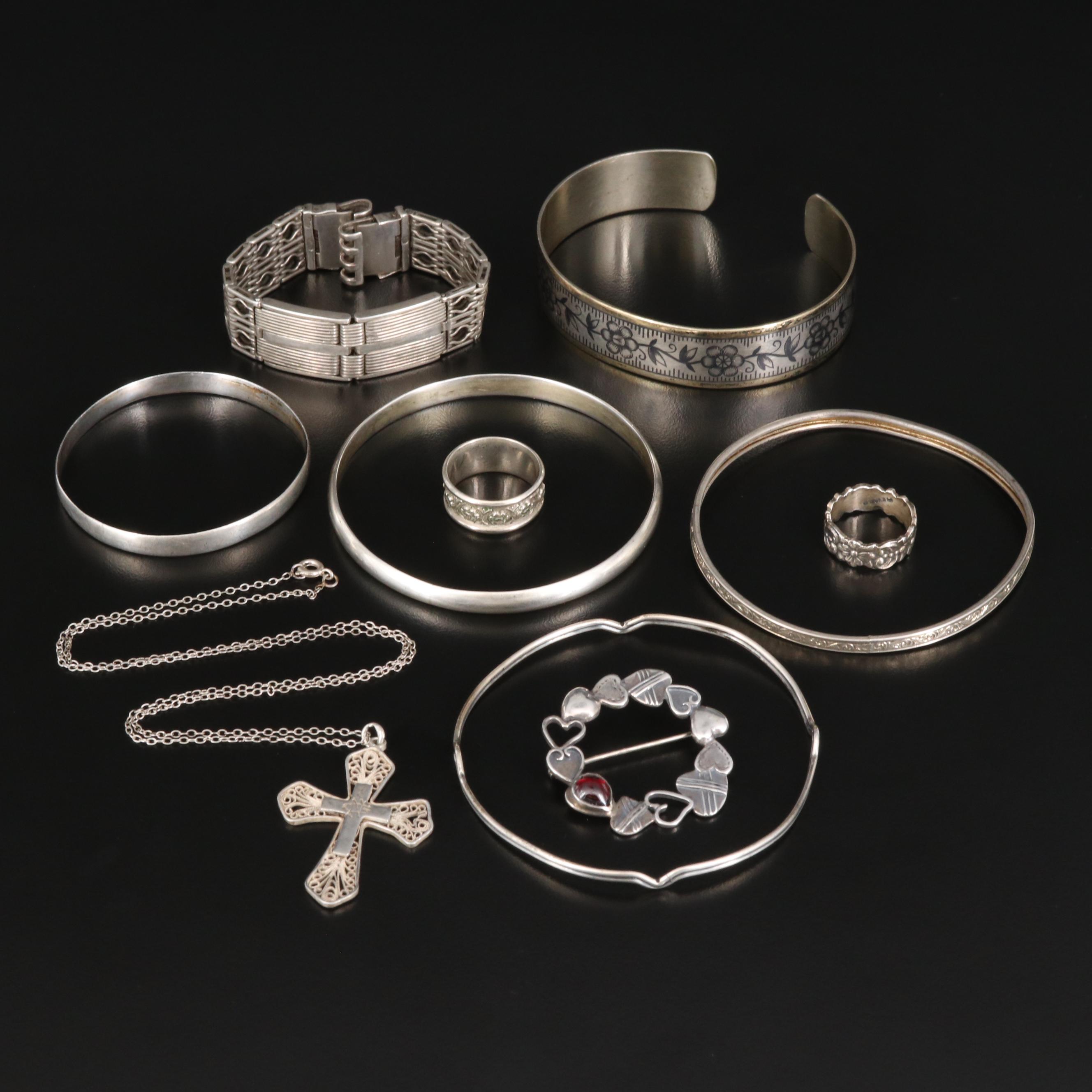 Silver Jewelry Featuring Vintage 875 Silver Russian Bracelets