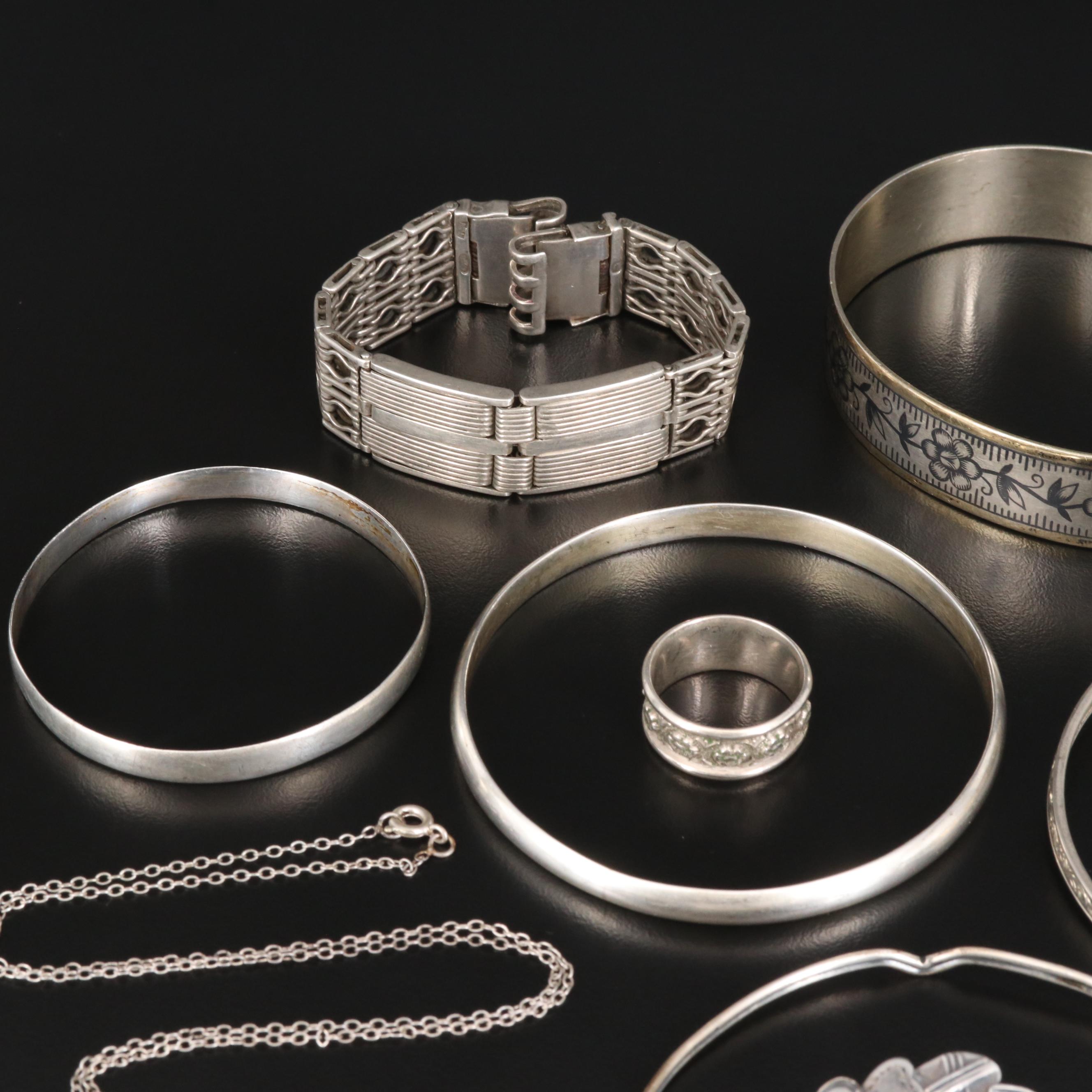 Silver Jewelry Featuring Vintage 875 Silver Russian Bracelets